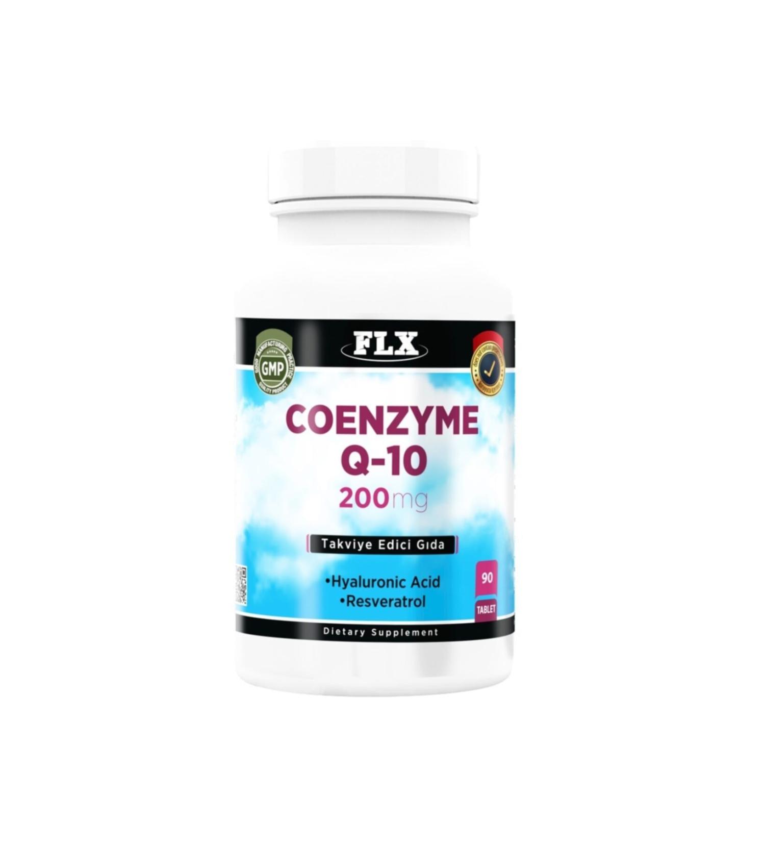 FLX Coenzyme Q-10 200 Mg Hyaluronic Acid Resveratrol 90 Tablets