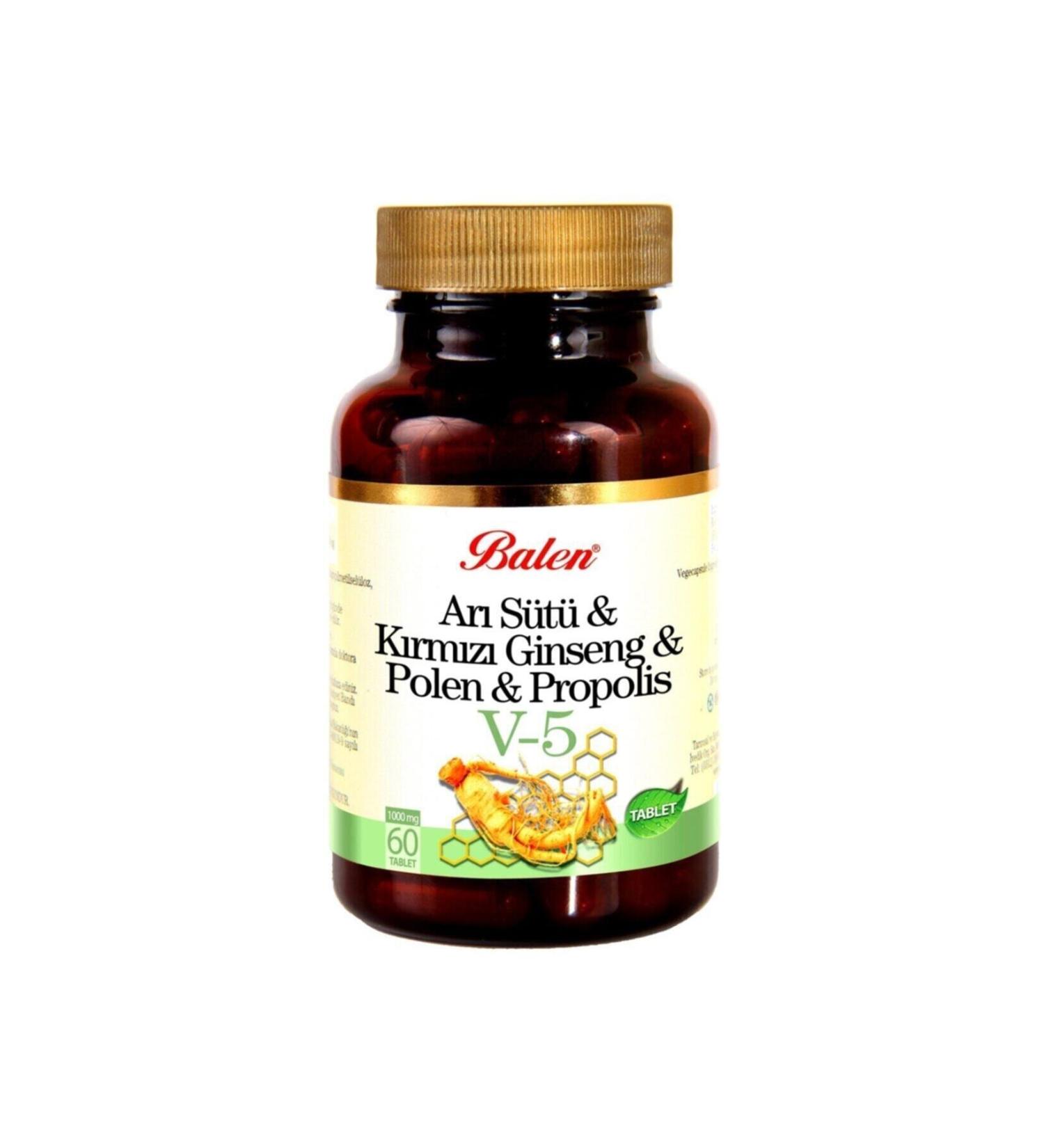 Balen Royal Jelly K.gins Pollen Prop. Car. Tablet V-5 1000 Mg 60 Capsules Bale