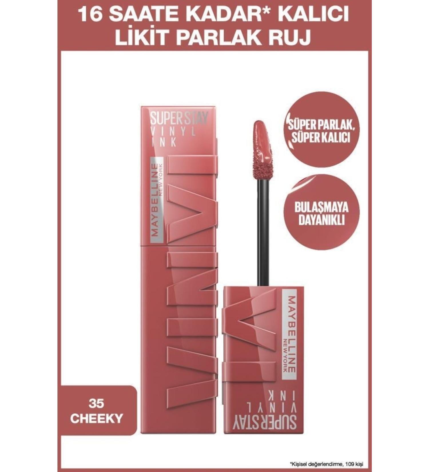 Maybelline New York Super Stay Vinyl Ink Long-Lasting Liquid Glossy Lipstick 35 Cheeky - Buy Online on GoSupps.com