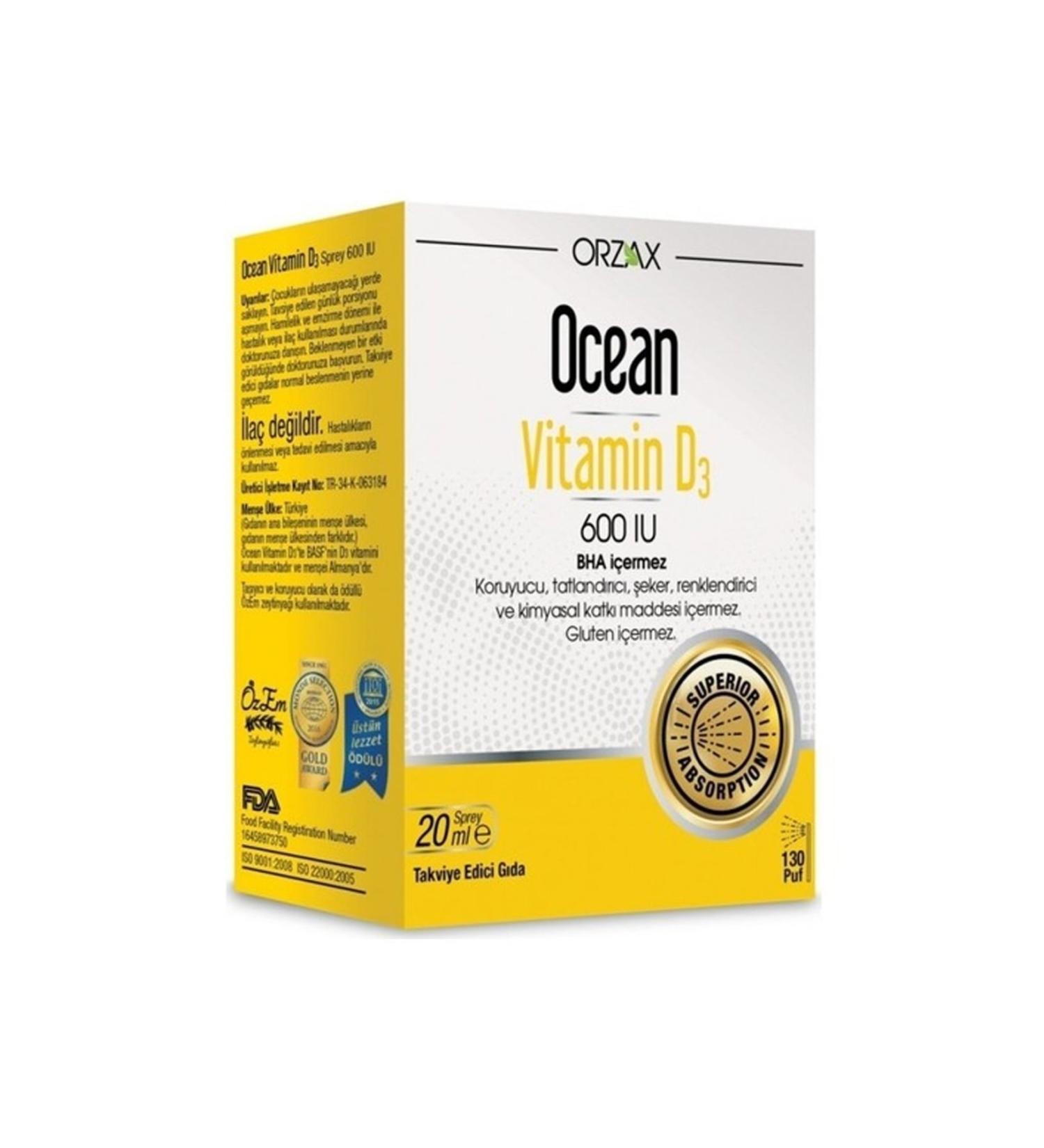 Ocean Vitamin D3 600 Iu Spray 20 Ml