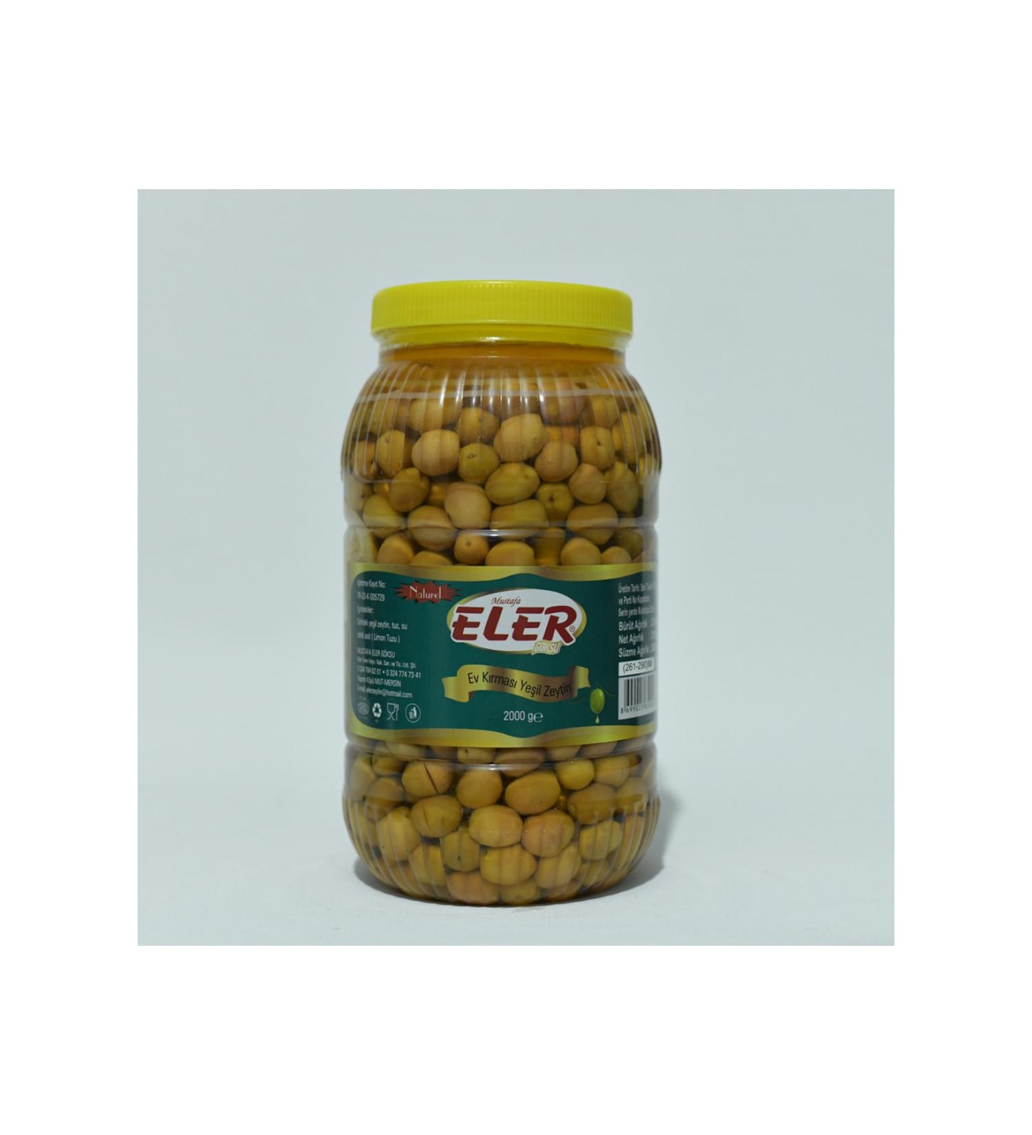 Mustafa Eler G ksu Food Eler Edermit (Ayval k Variety) Green Cracked Olives 2kg (261-290)m