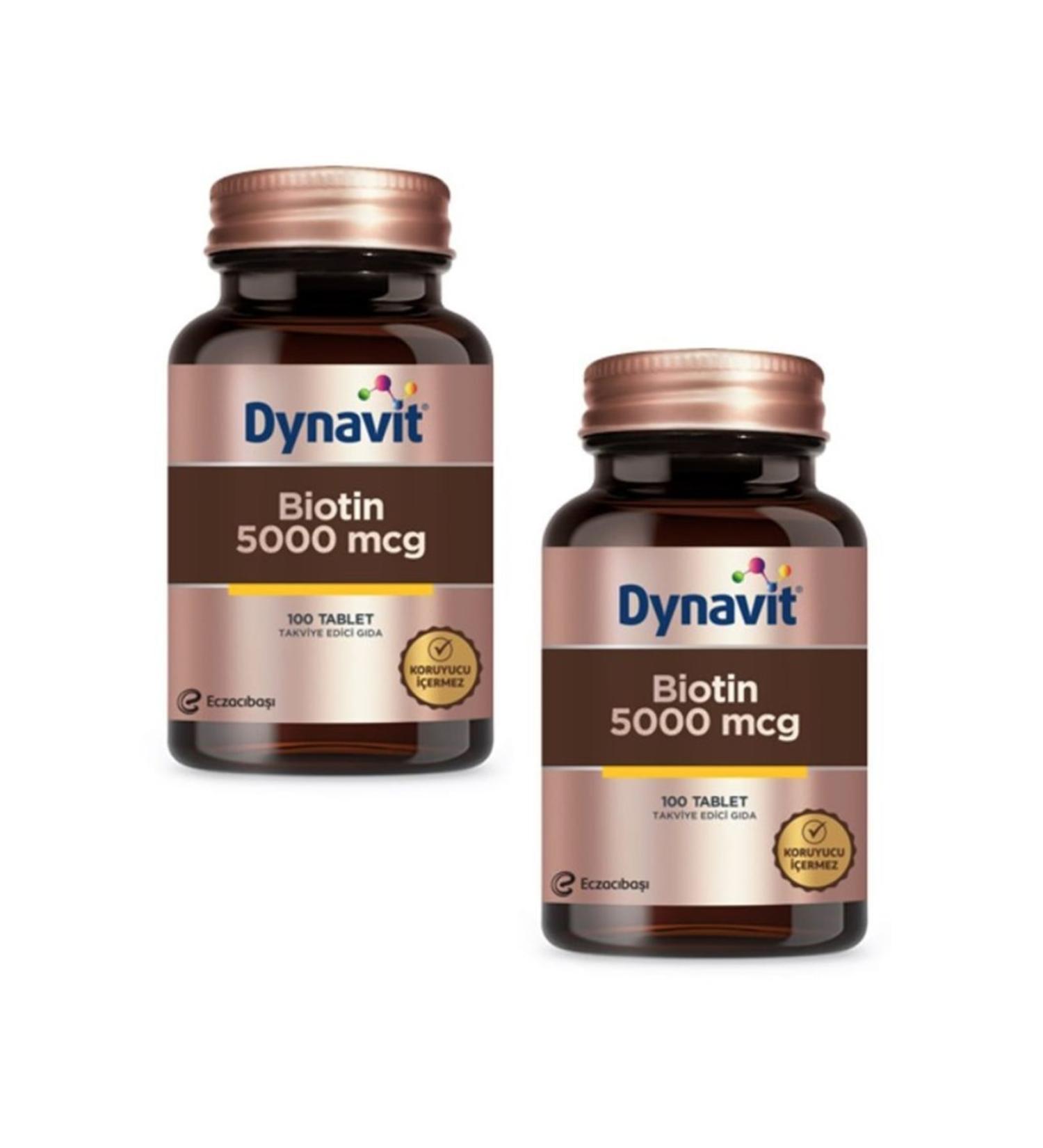 Dynavit Biotin 5000 Mcg 100 Tablets 2 Pieces Skt:06/2023