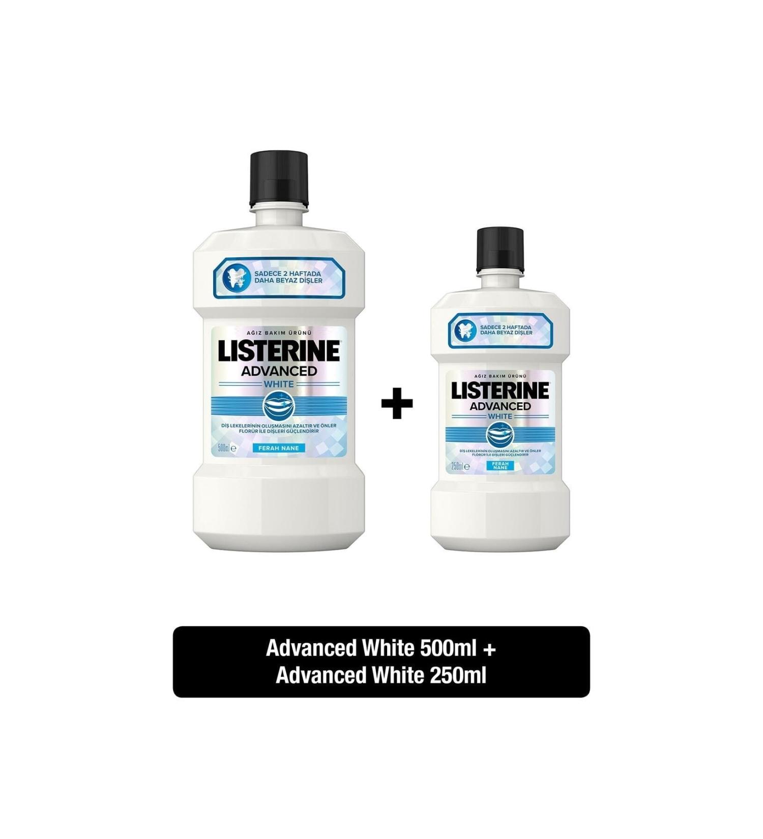 Listerine Advanced White Mild Taste Alcohol-Free Mouthwash 500 Ml + 250 Ml Set