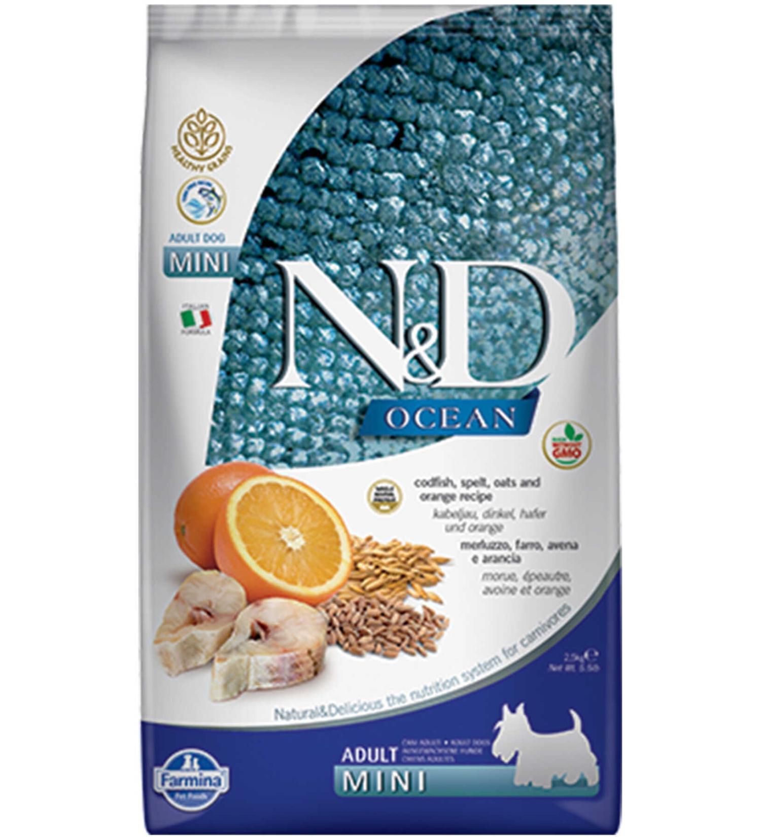 N & D Ocean Low Grain Cod & Orange Small Breed Adult Dog Food 2.5kg