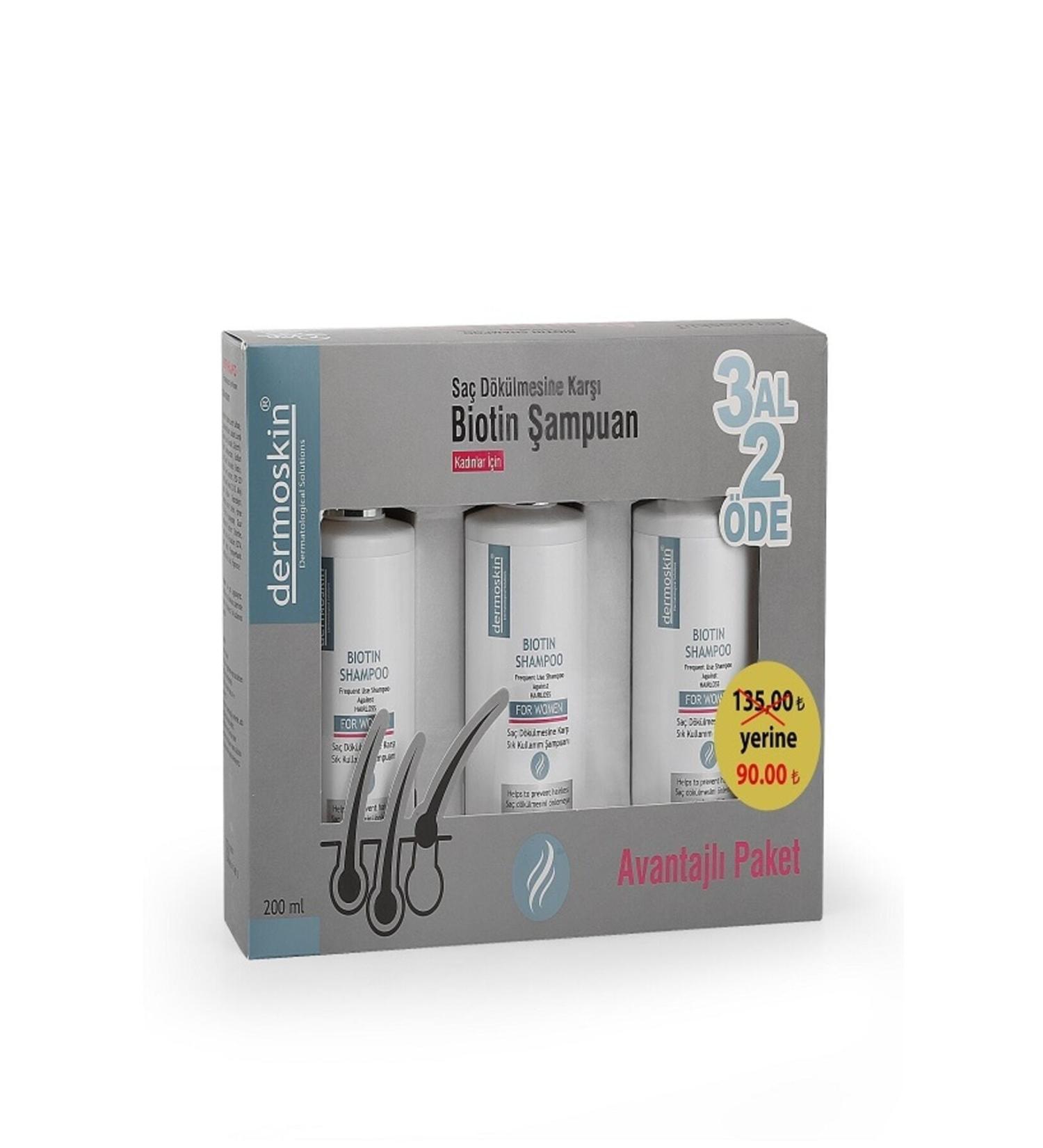 Dermoskin Biotin Shampoo Coffret Women 3x200ml