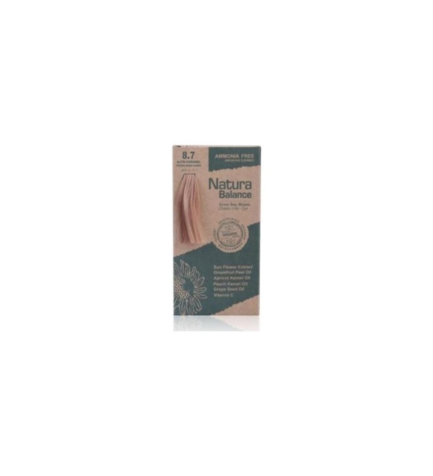 Natura Balance Cream Hair Dye 8.7 Golden Caramel Organic
