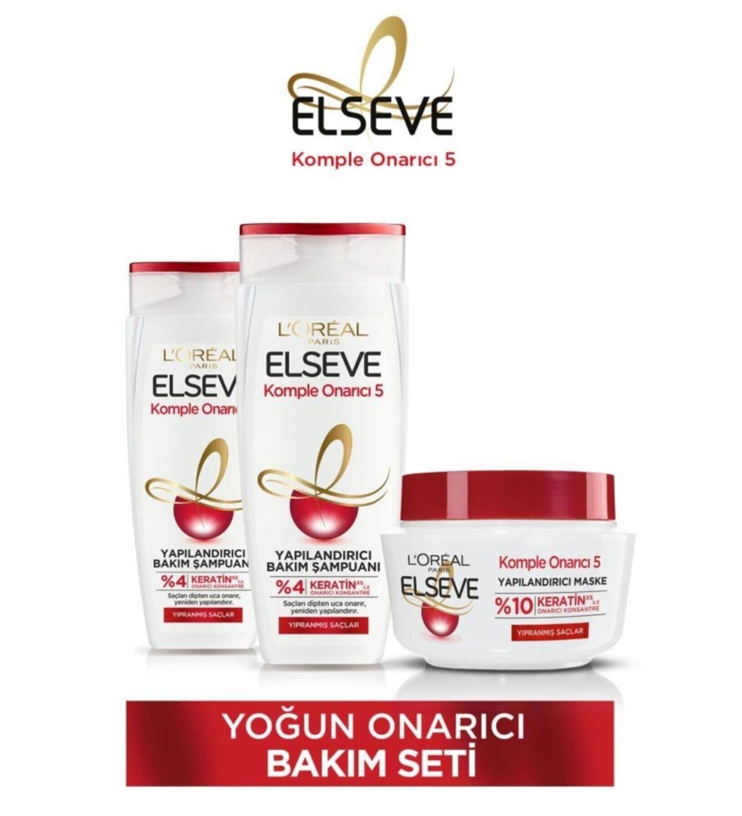 Elseve Complete Repair 5 Intensive Repair Hair Care Set - Shampoo 450ml X 2 + Hair Mask 300 Ml