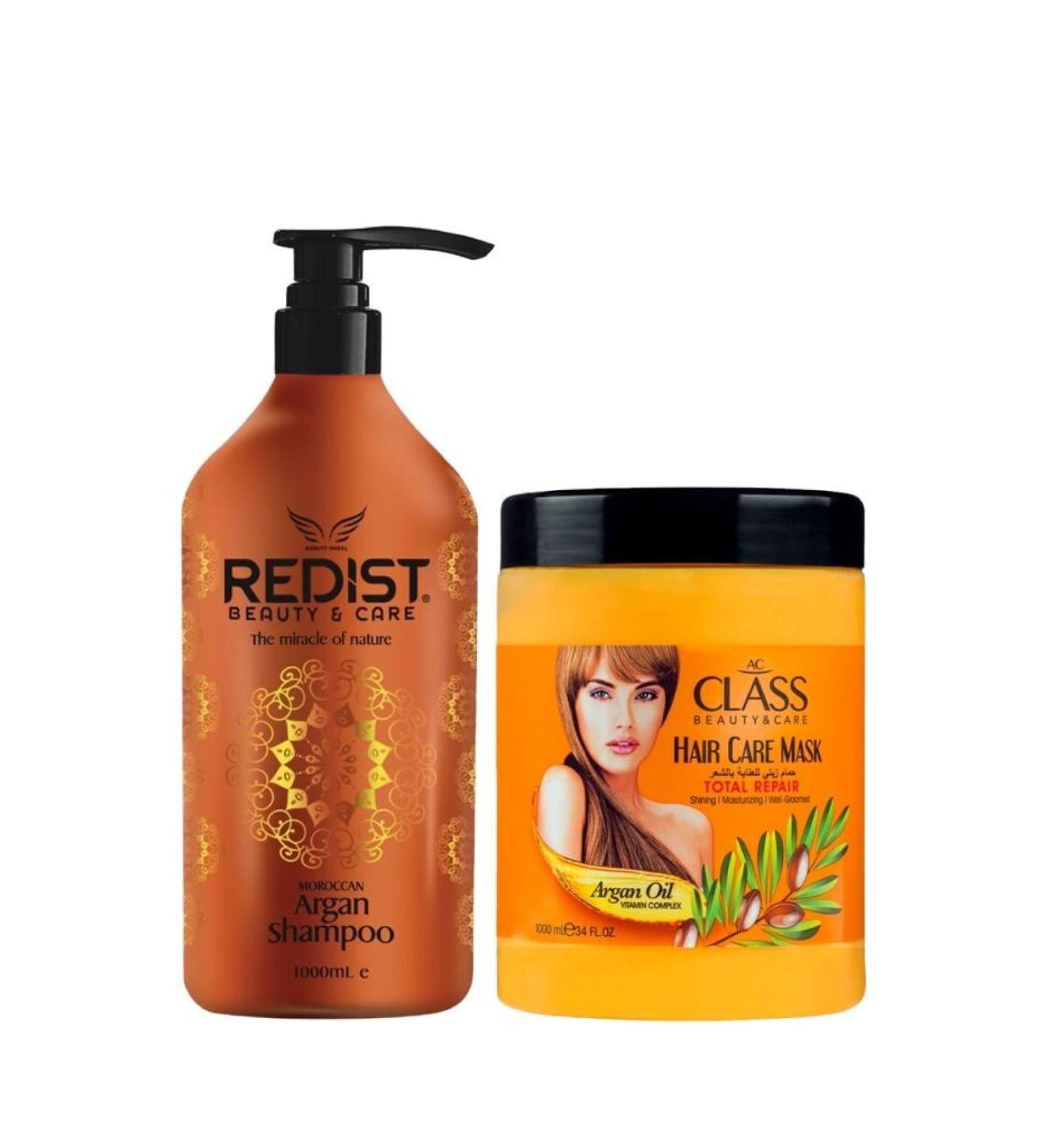 Redist Argan Hair Care Shampoo 1000ml + Ac Class Hair Mask Argan 1000ml