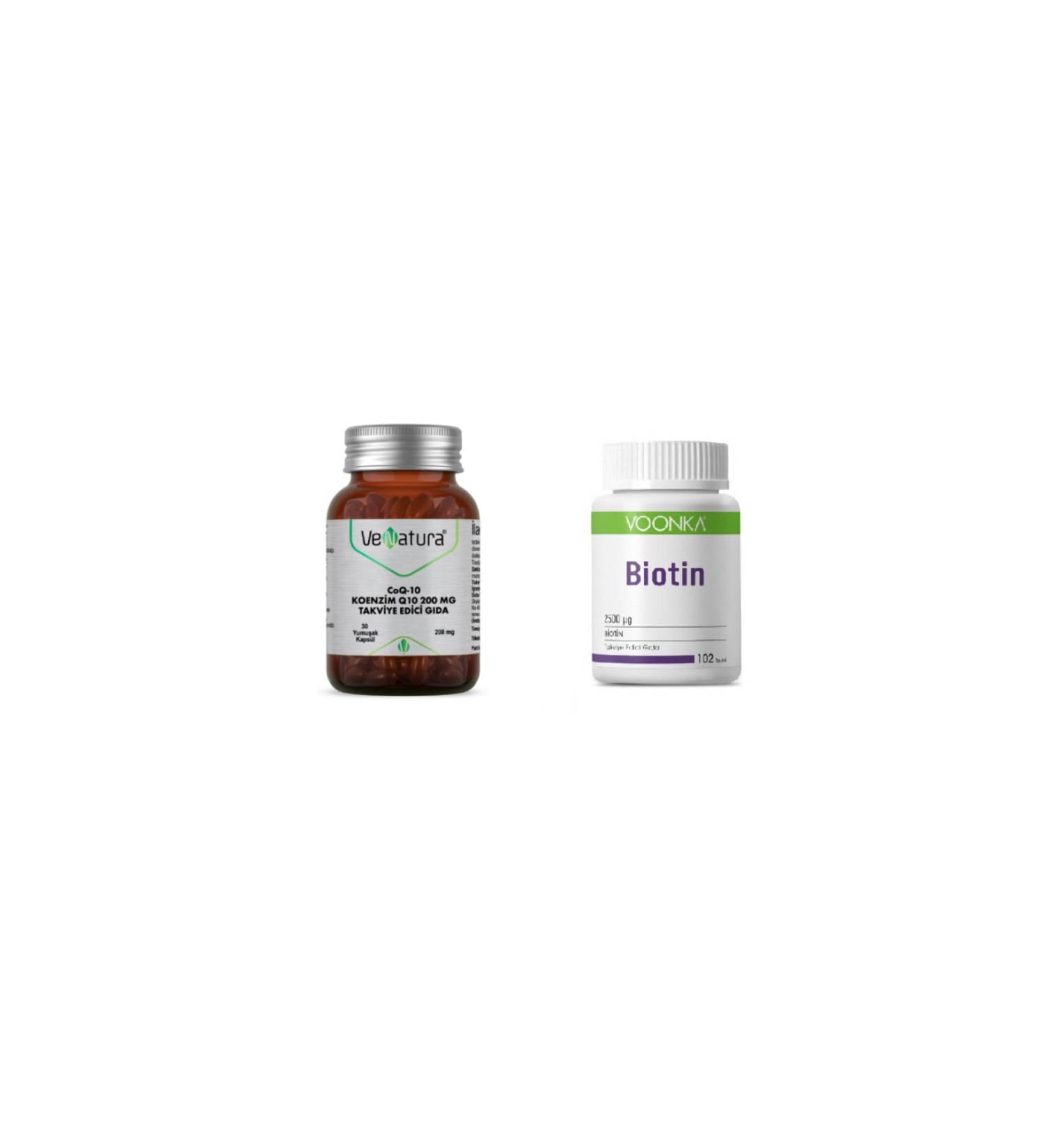 Venatura Coenzyme Q10 200 Mg 30 Softgels + Biotin 2500 Mcg 102 Tablets