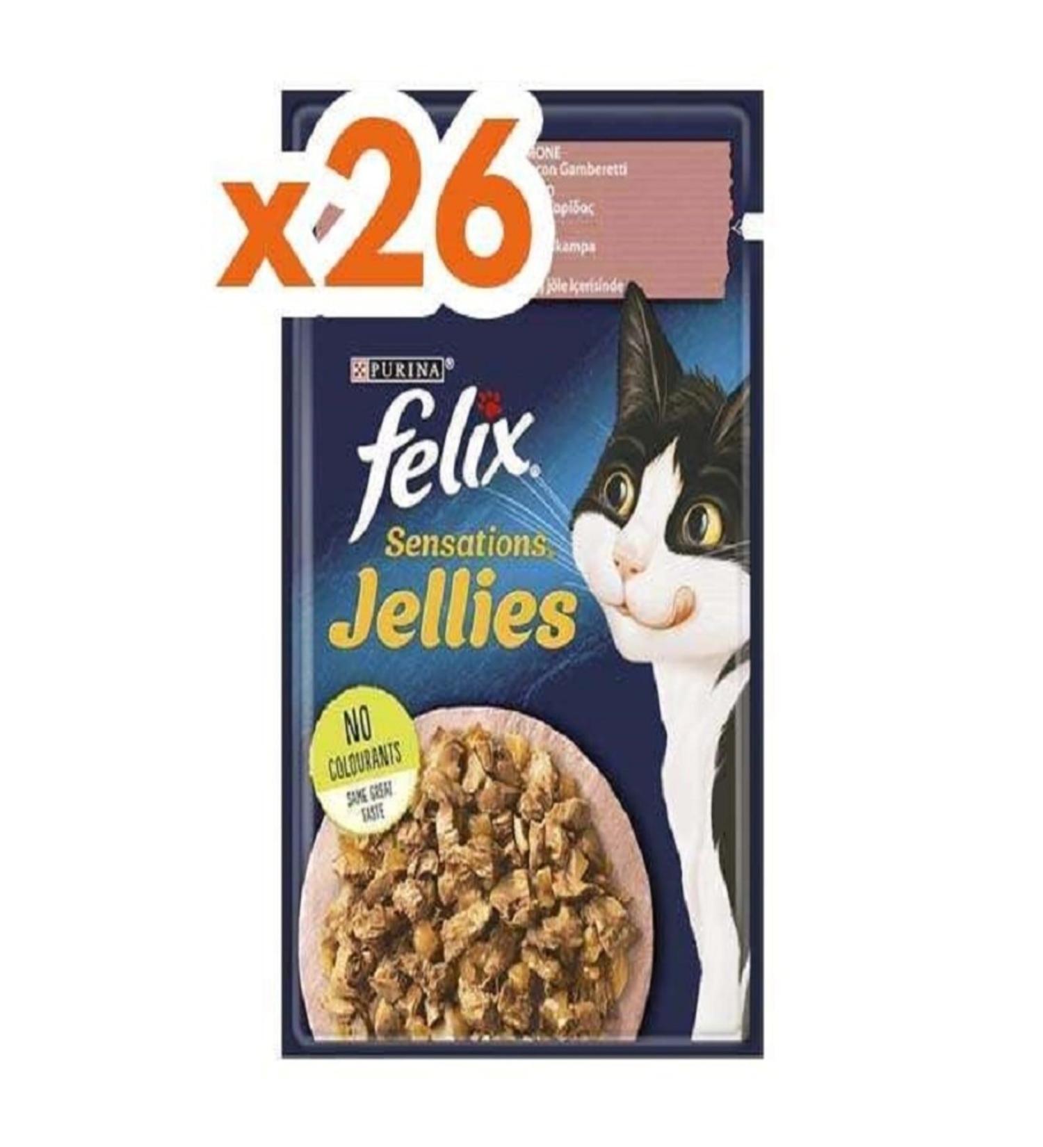 FELIX Felix Salmon Sensations Jellies Adult Wet Cat Food 85gr X 26 Pieces