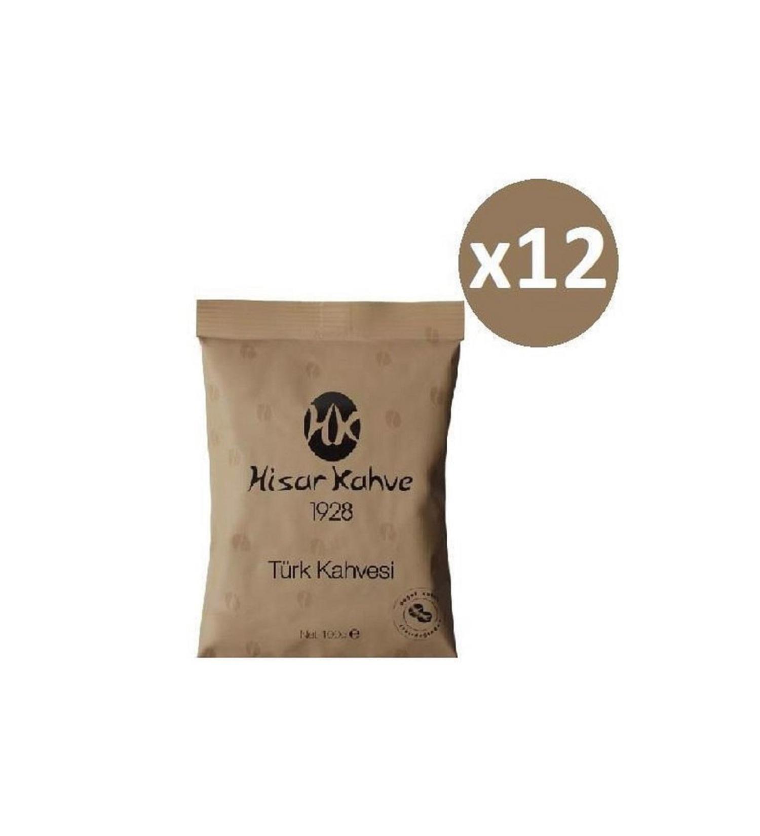 Hisar Coffee Turkish Coffee from the Land 100 Gr X 12 Packs