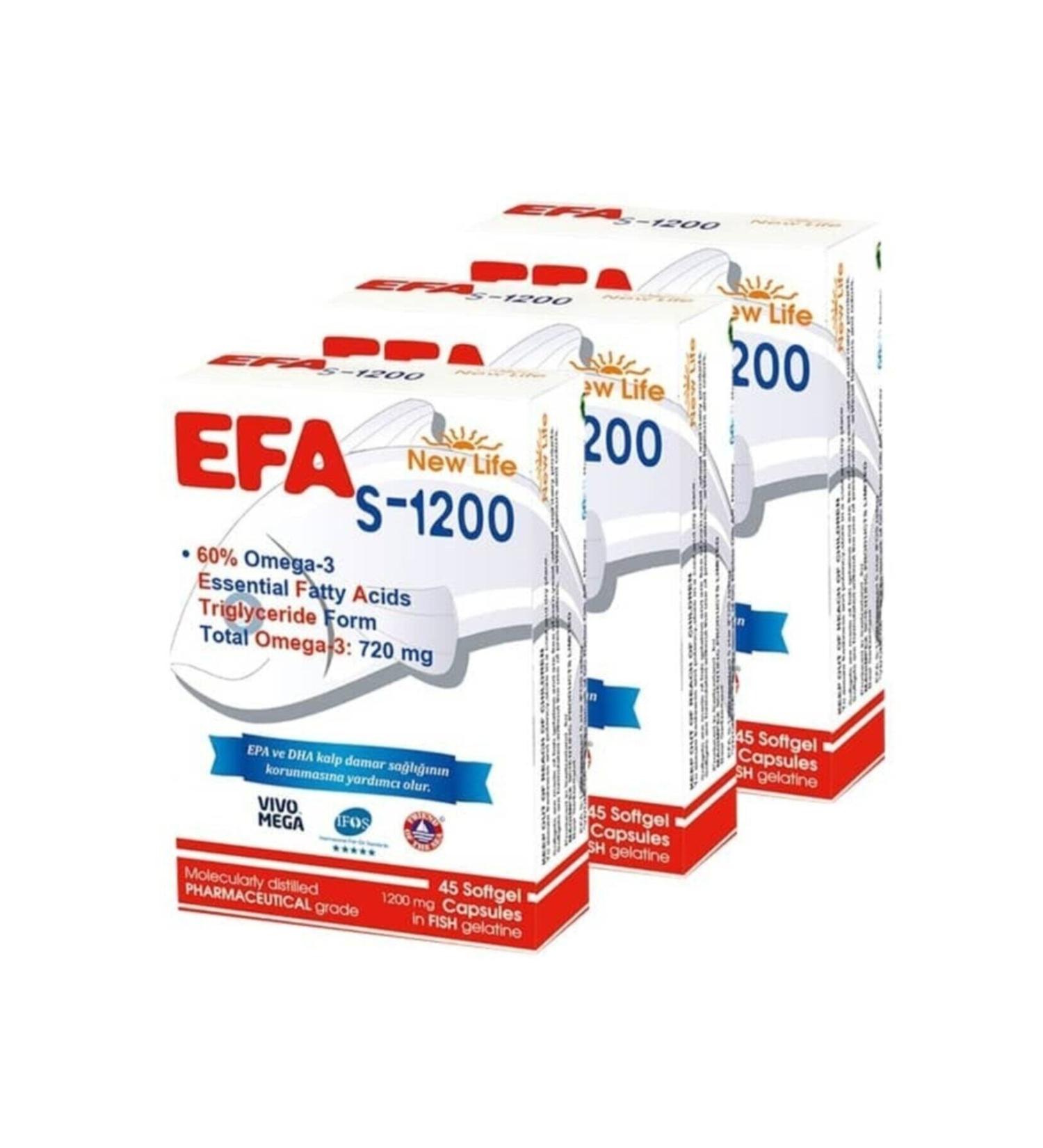 New Life Efa S-1200 Omega-3 45 Capsules 3 Pack