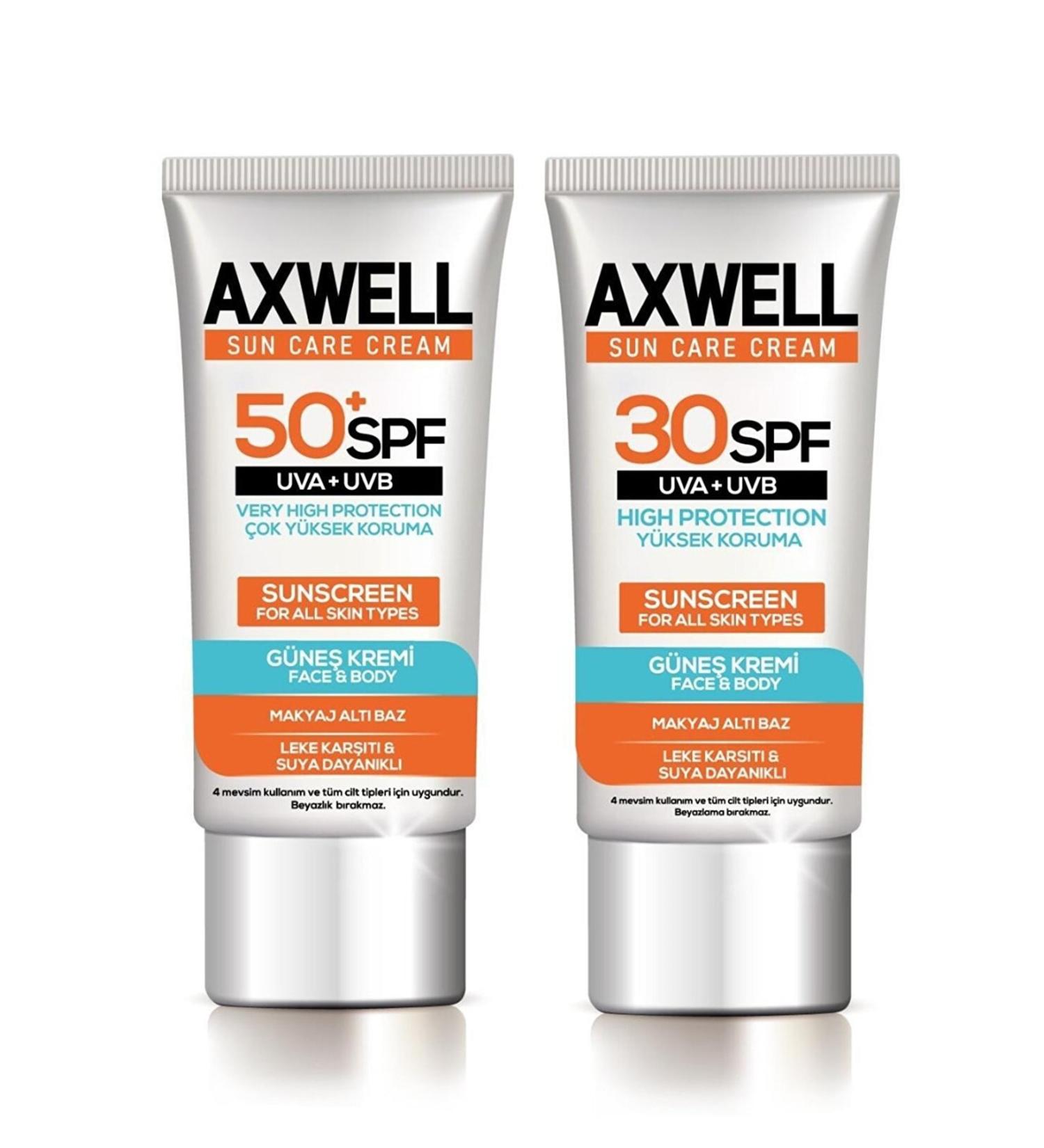 AXWELL Sun Care Cream Anti-Spot Sunscreen Very High Protection 50+ Spf 50ml + 30 Spf 50