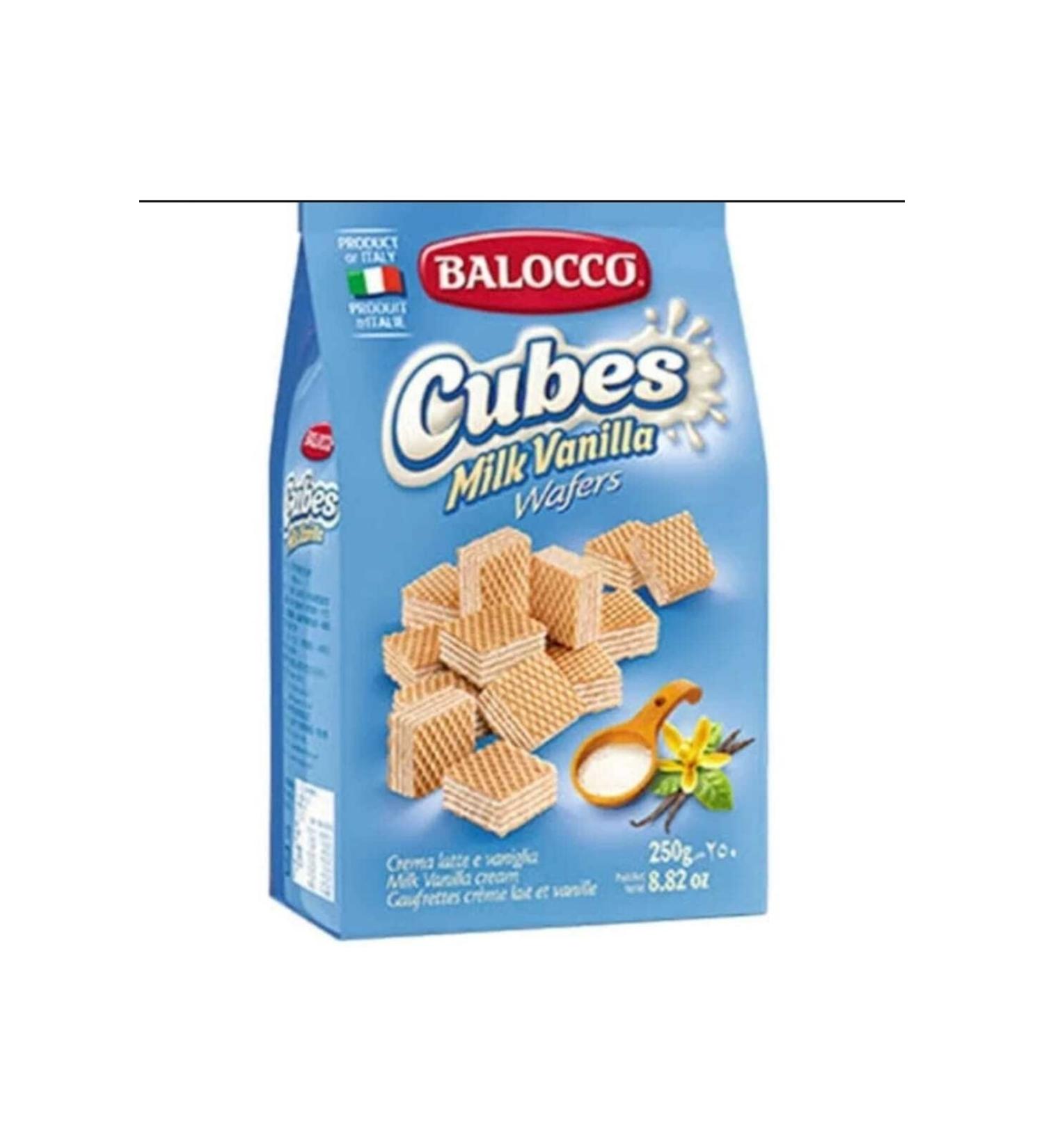 Balocco Cubes Milk Vanilla Wafers Cube Wafer 250 Gr