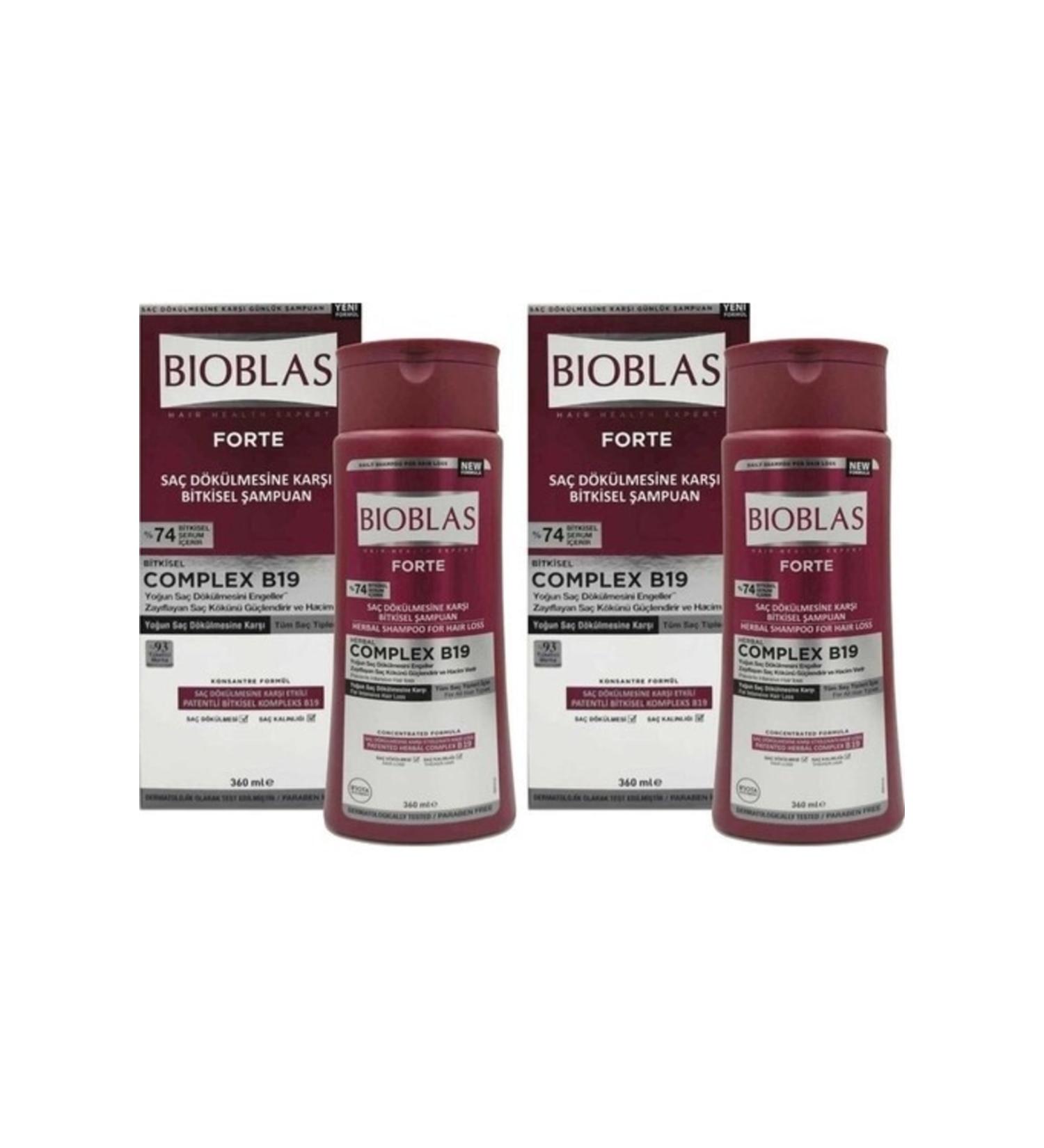 Bioblas Forte Anti Hair Loss Herbal Shampoo 360 Ml 2 Pieces Women-Men