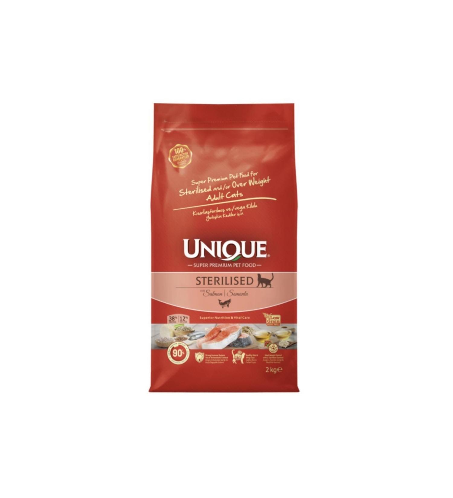 Unique Sterilized Neutered Overweight Adult Cat Food with Salmon 2 Kg