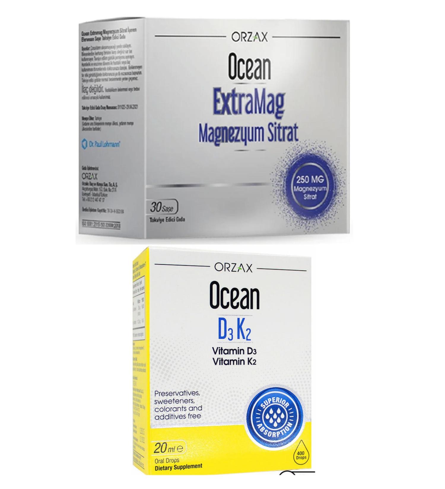 Ocean Extramag Magnesium Citrate 30 Sachets + D3k2 Drops 20ml