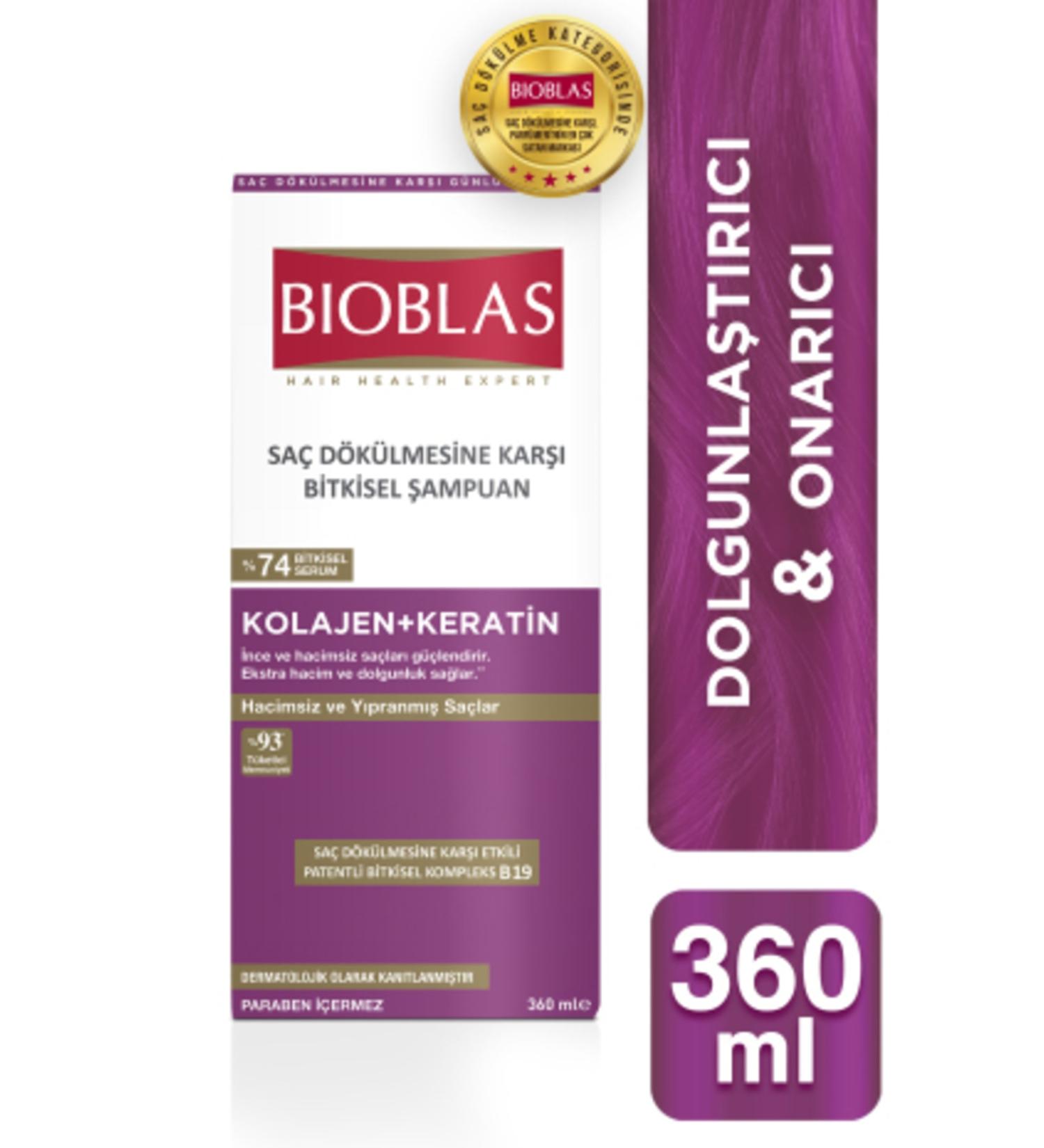Bioblas Anti Hair Loss Volume Shampoo Collagen Keratin 360 ml - Buy Online on GoSupps.com