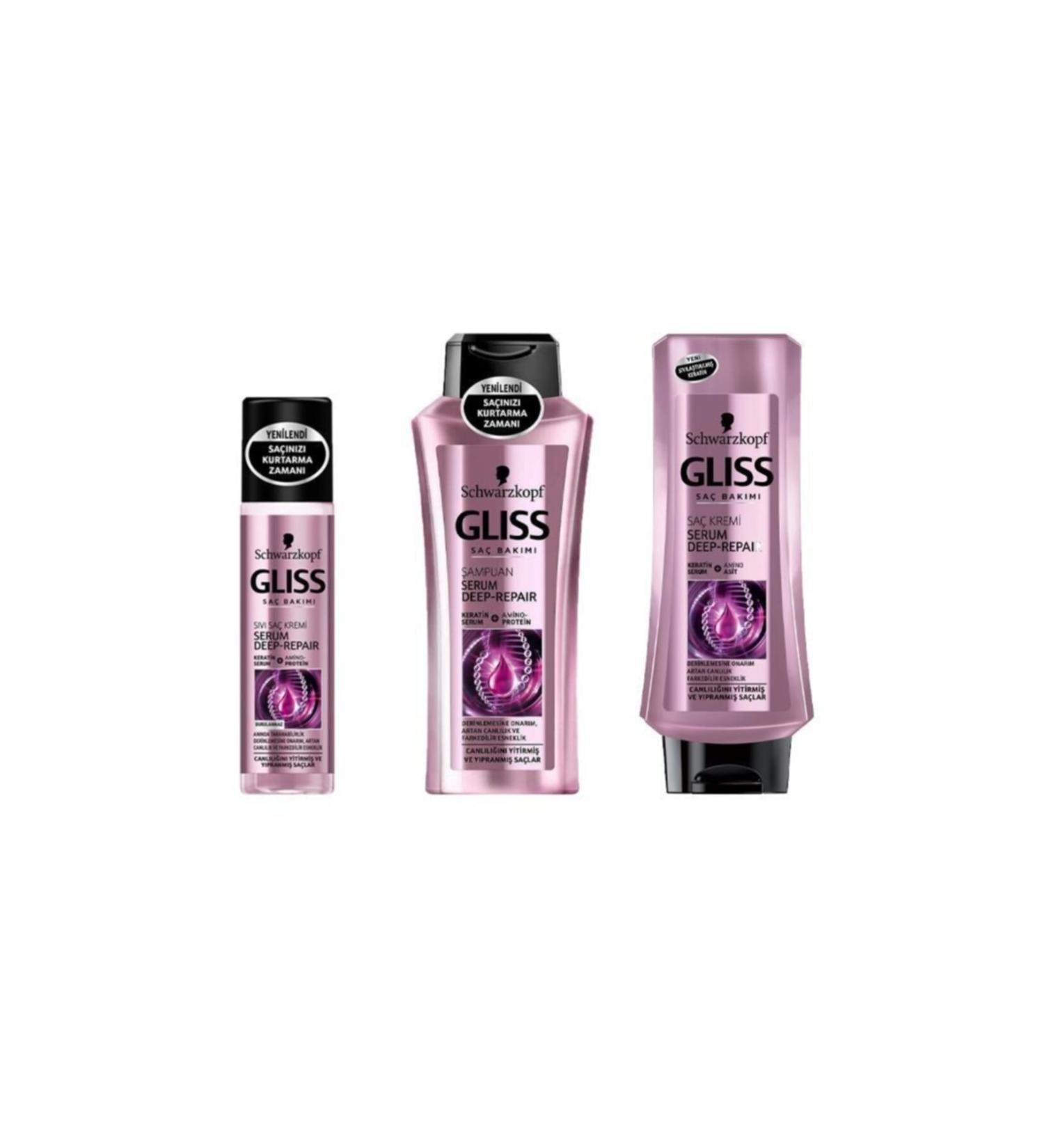 Gliss Gliss Serum Deep Repair 3 Piece Set (Shampoo+Cream+Liquid Conditioner)