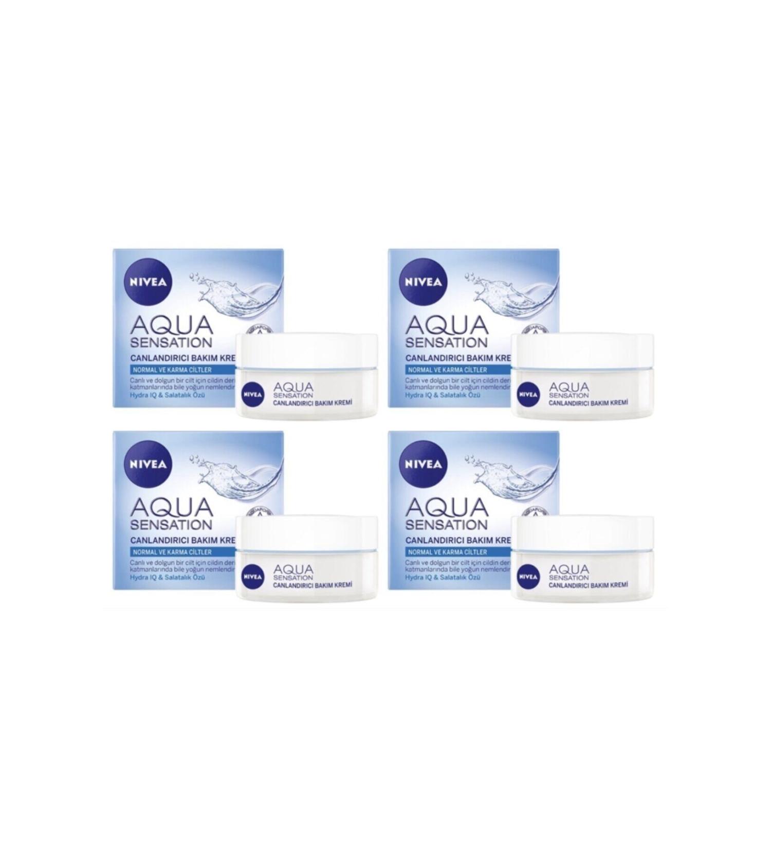 NIVEA Aqua Sensation Revitalizing Face Care Cream 50 Ml 4 Pieces