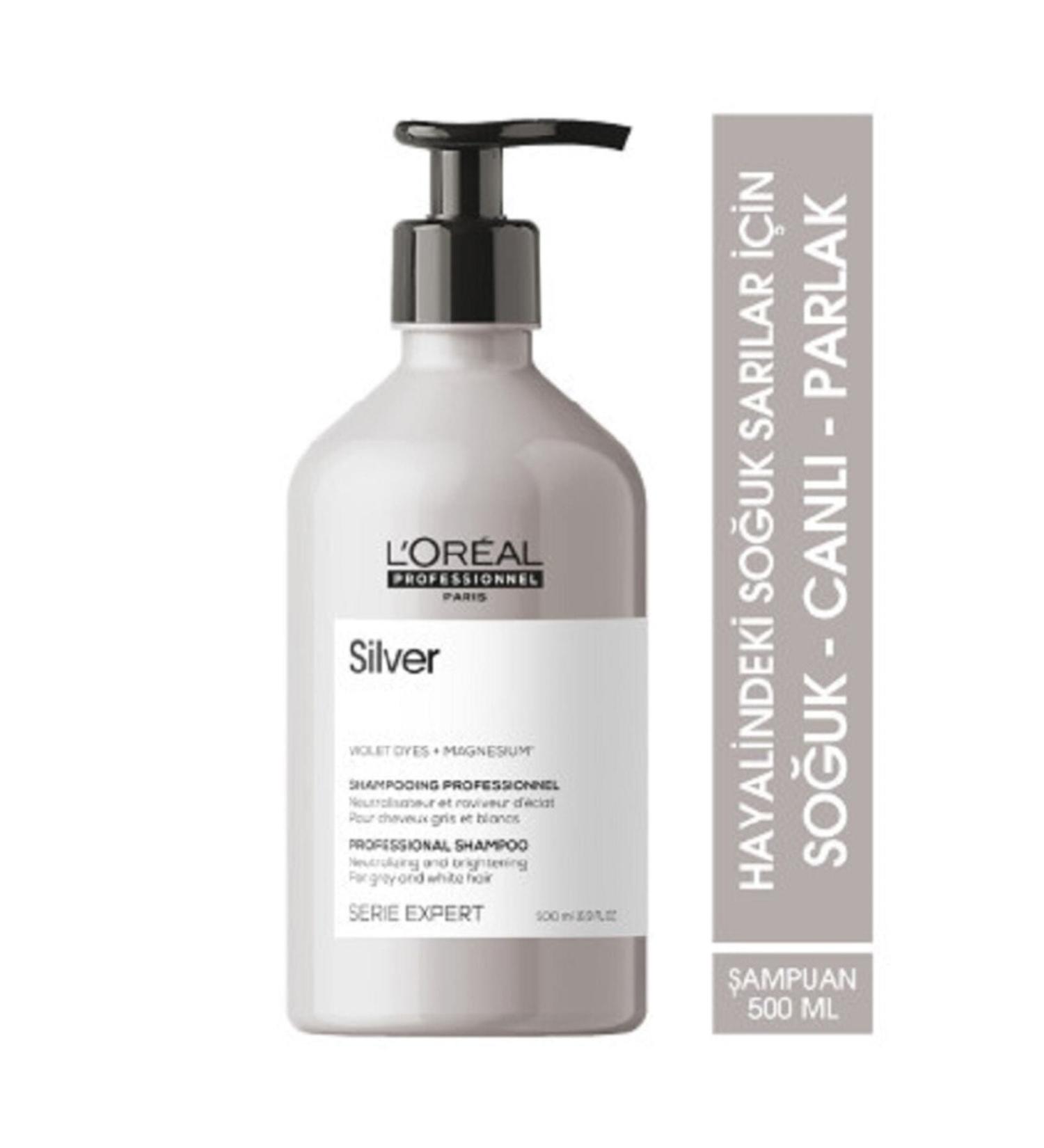 L'oreal Professionnel Serie Expert Silver Color Balancing Purple Shampoo for Very Light Blonde Gray and White Hair 500 ml - Buy Online on GoSupps.com