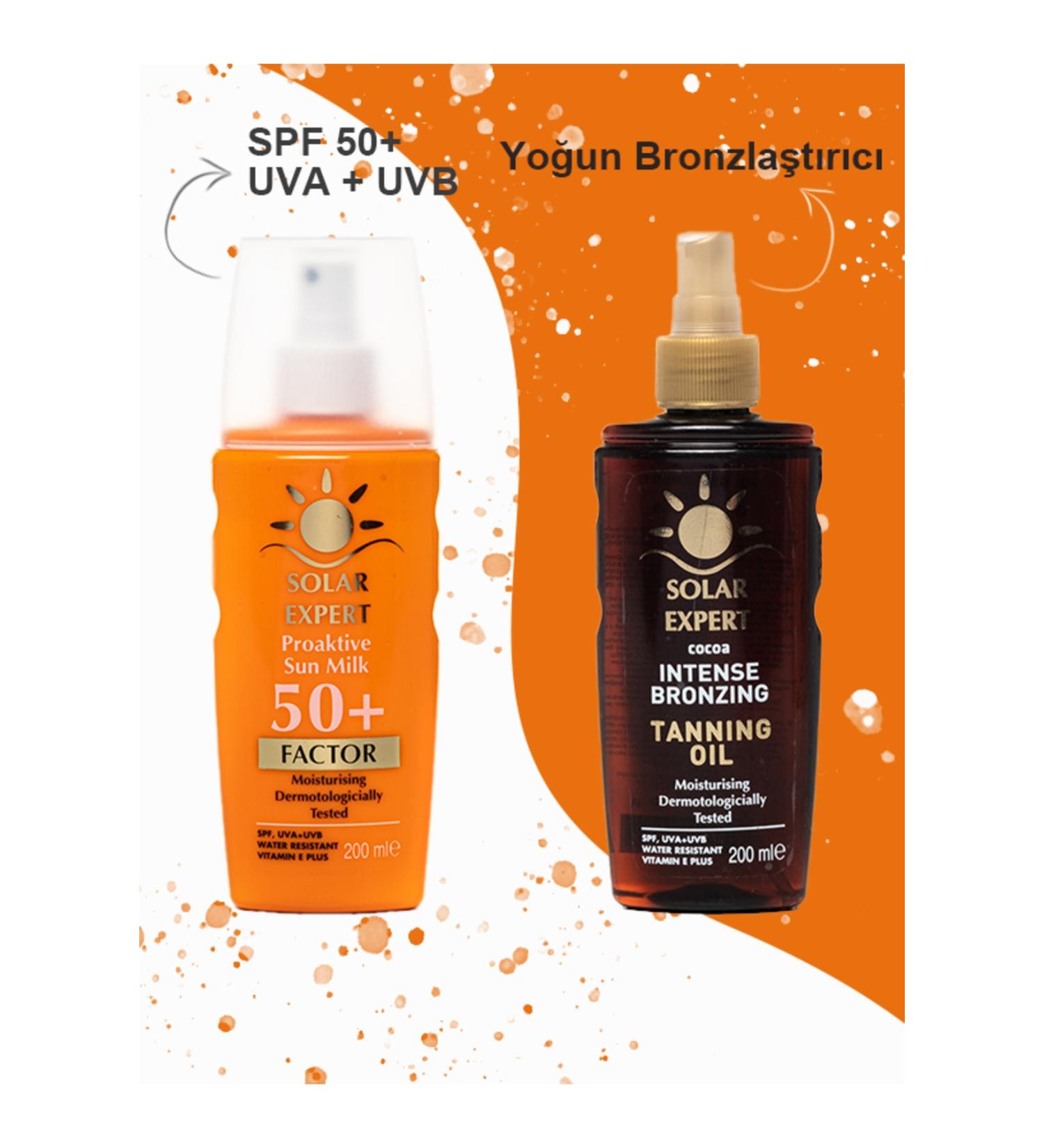SOLAR EXPERT 2 Pack Body Sun Cream Spf50 & Intensive Bronzing Oil 200 ml