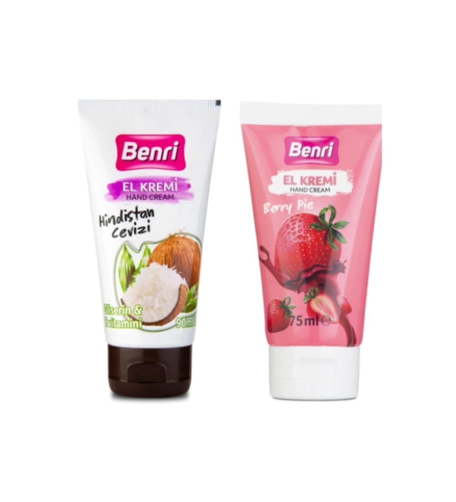 Benri Hand Cream Coconut 90 Ml + Strawberry 75 ml 2 Pack