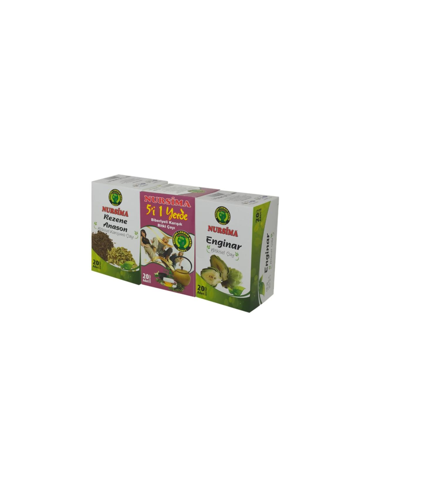 Nursima Fennel - Anise Tea Herbal Tea Set 3 Pieces X 20 Pieces
