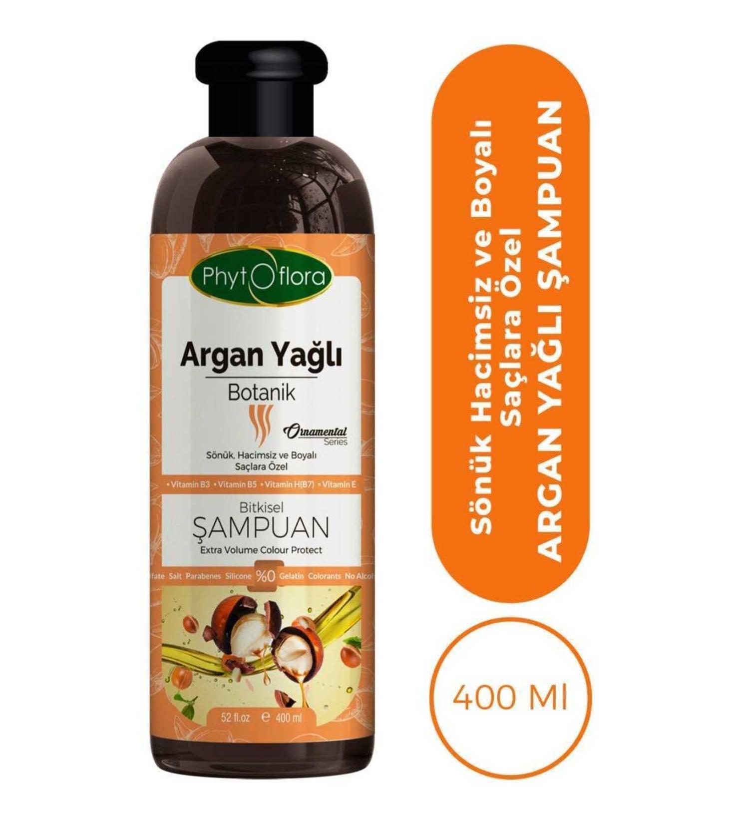 Phytoflora Siftaholsun Salt-Free Sensitive Dull Volumeless and Dyed Hair Special Argan Oil Herbal Shampoo 400 ml