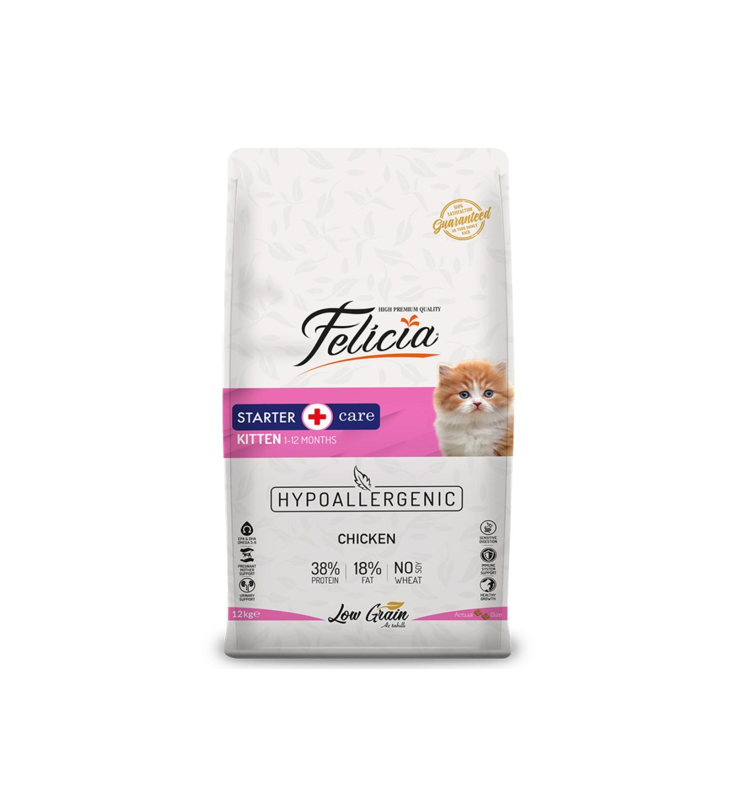 Felicia Low Grain 12 Kg Hypoallergenic Cat Food with Chicken