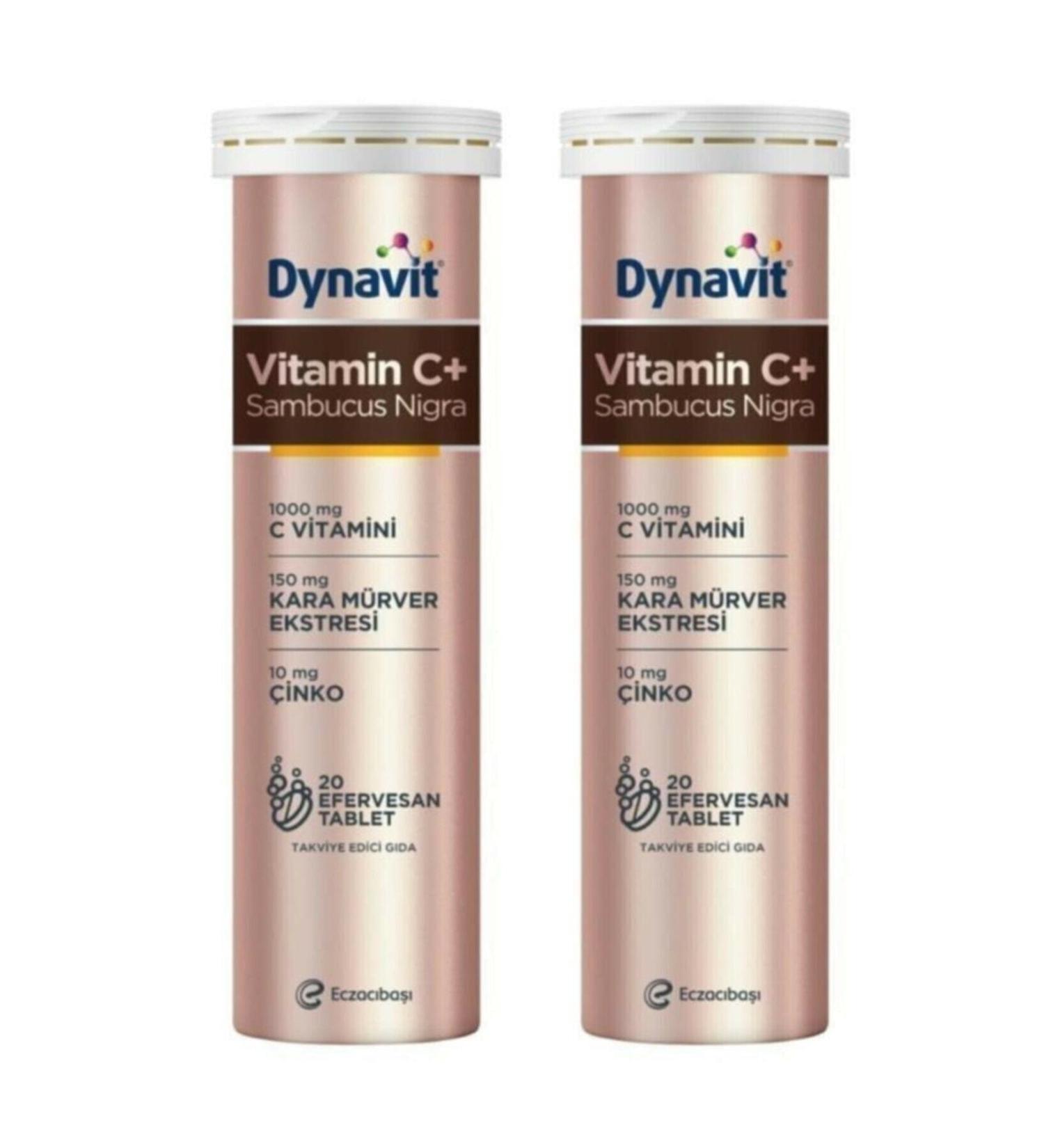Dynavit Vitamin C+ Sambucus Nigra Effervescent 20 Tablets 2 Pieces
