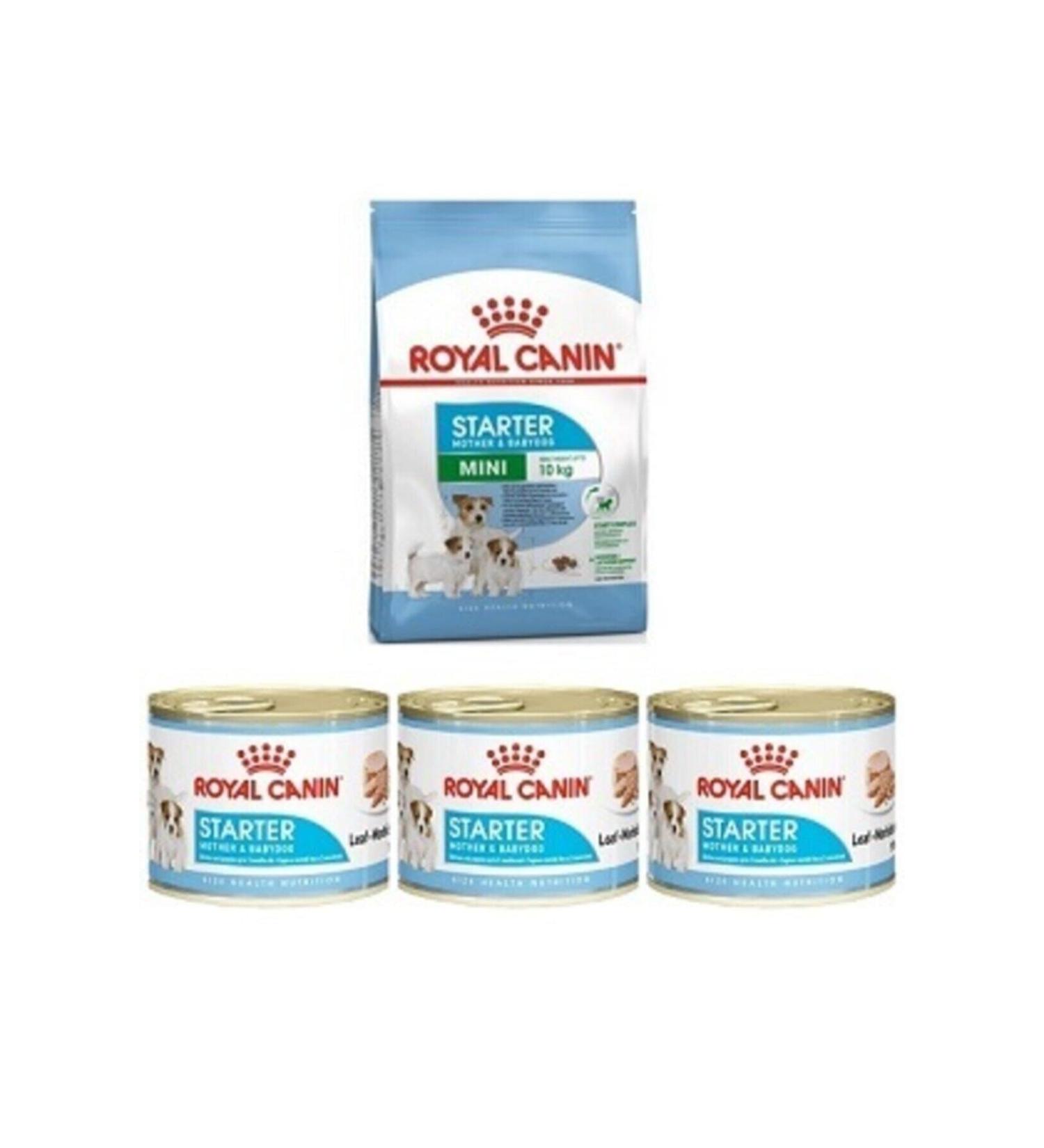 Royal Canin Mini Starter 3 Kg + 3'lu Starter Canned Wet Dog Food 195 Gr
