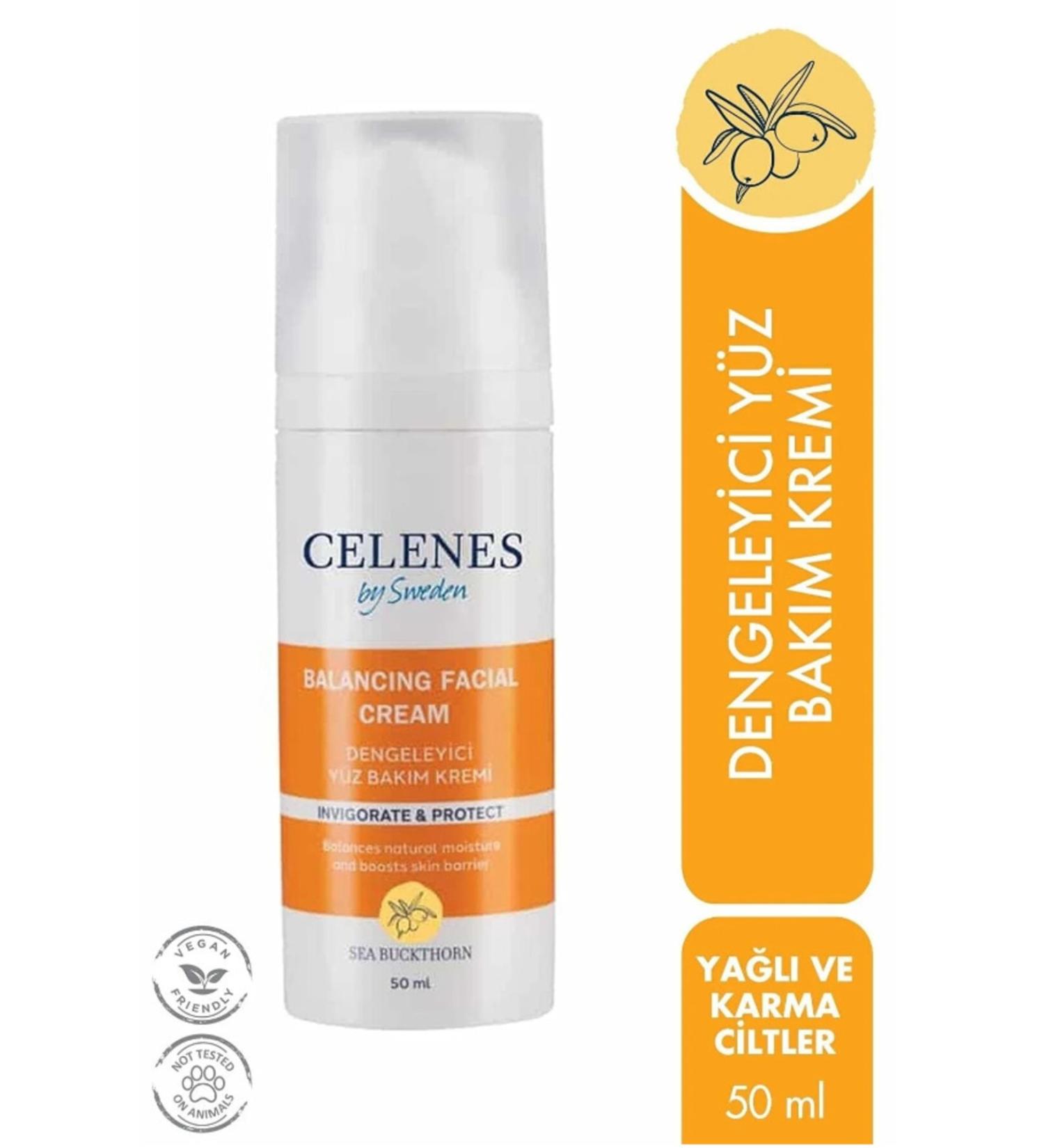 Celenes by Sweden Sea Buckthorn Balancing Vitamin C Natural Facial Cream For Oily Skin 50ml K50 - Buy Online on GoSupps.com