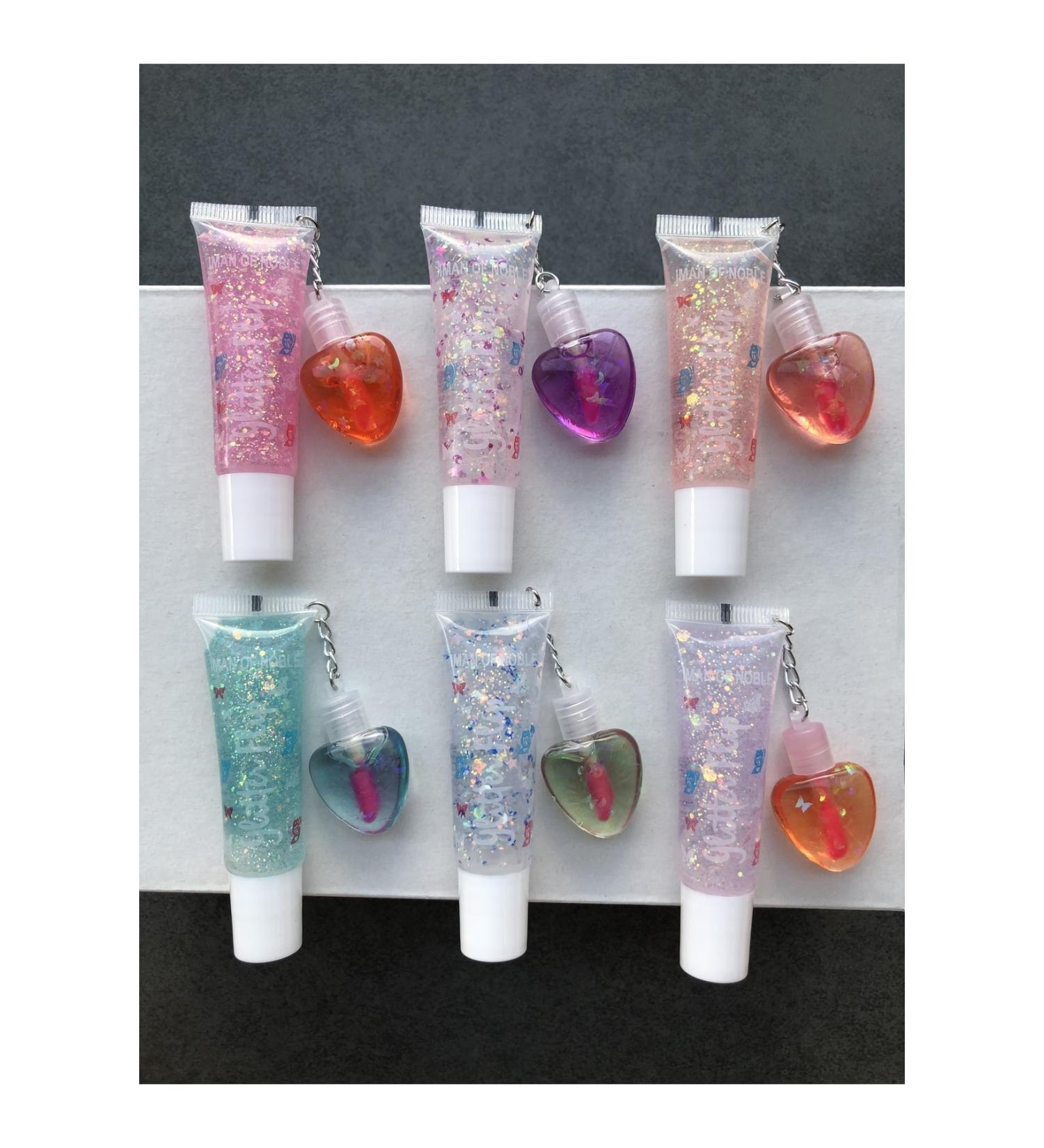 Zetmoda Heart Lip Gloss 6 Pieces Lip Gloss Lip Balm Lip Oil Shiny Glitter