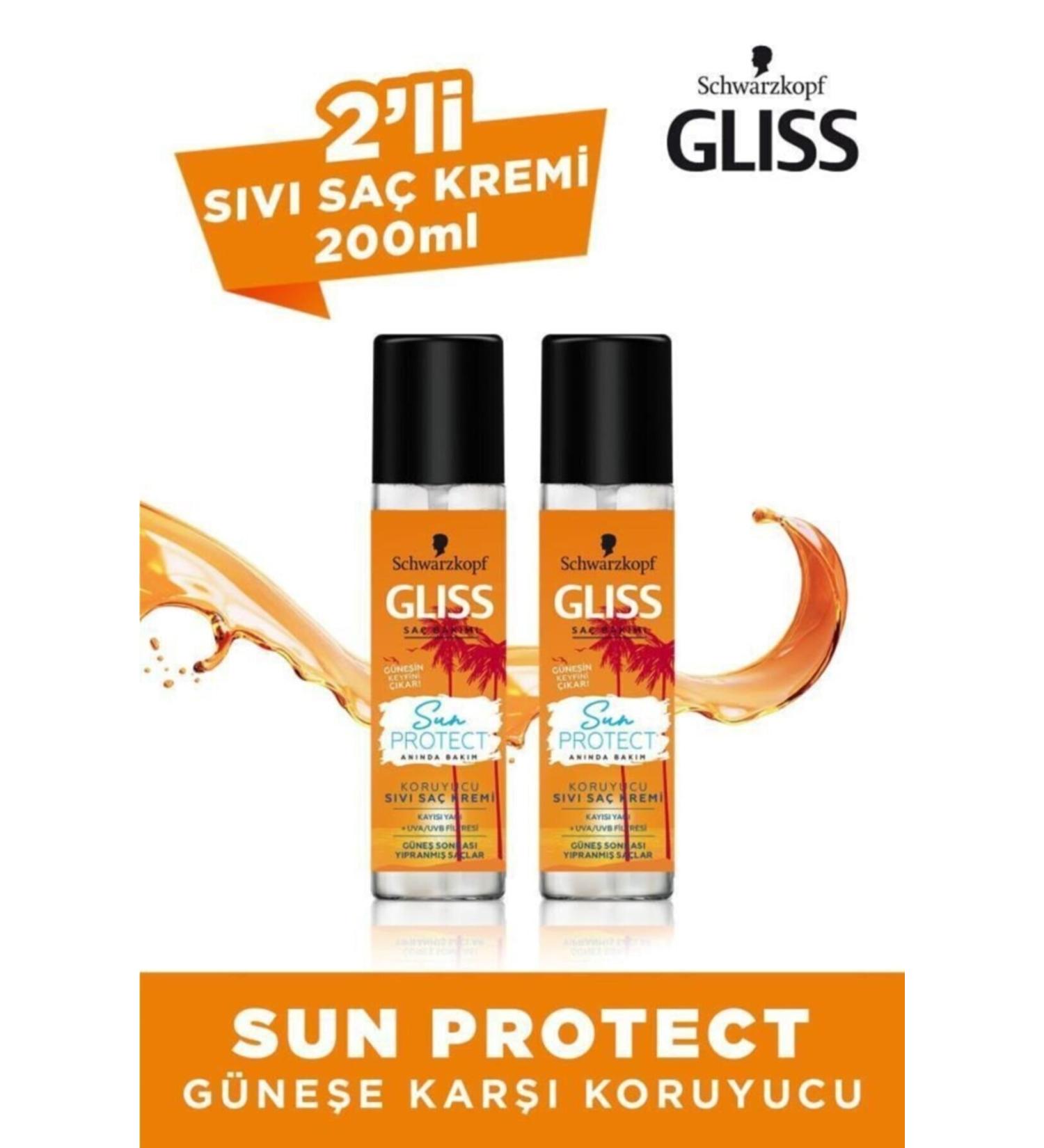 Gliss Sun Protect Sun Protection Leave-In Liquid Hair Conditioner 200 ML 2-Pack - Buy Online on GoSupps.com