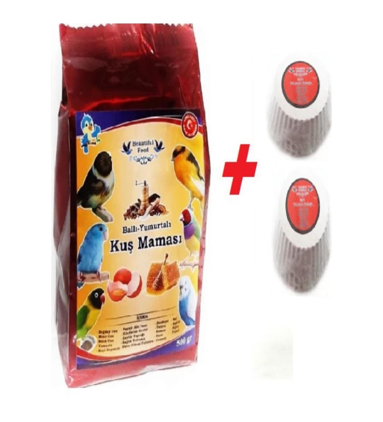 Beautiful Food Bird Food Honey Egg Bird Food 500 Gr Food + Beak Stone for Budgies and Canaries