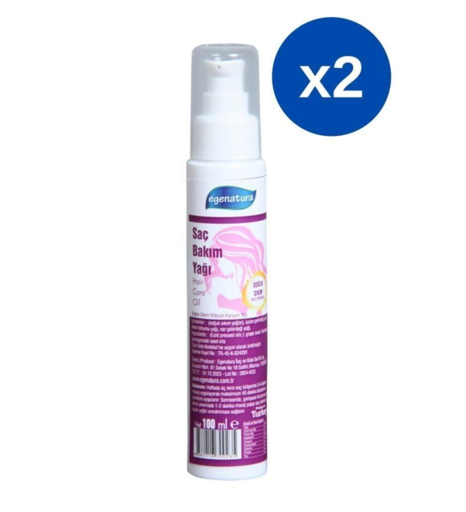 egenatura Hair Care Oil 100 Ml X2 - Cold Pressed and Additive-Free