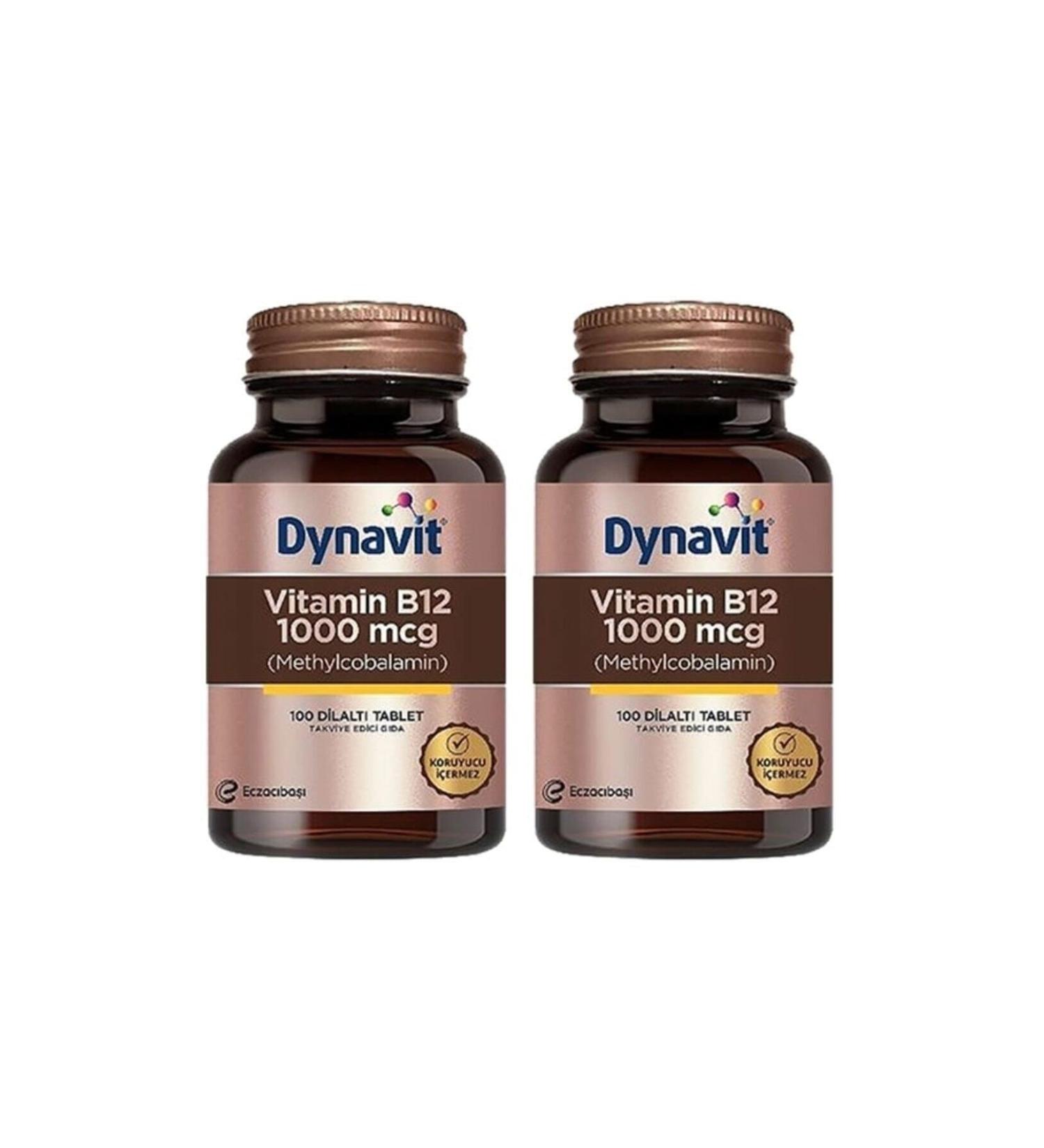 Dynavit Vitamin B12 1000 mcg Sublingual 100 Tablets x 2 Pieces
