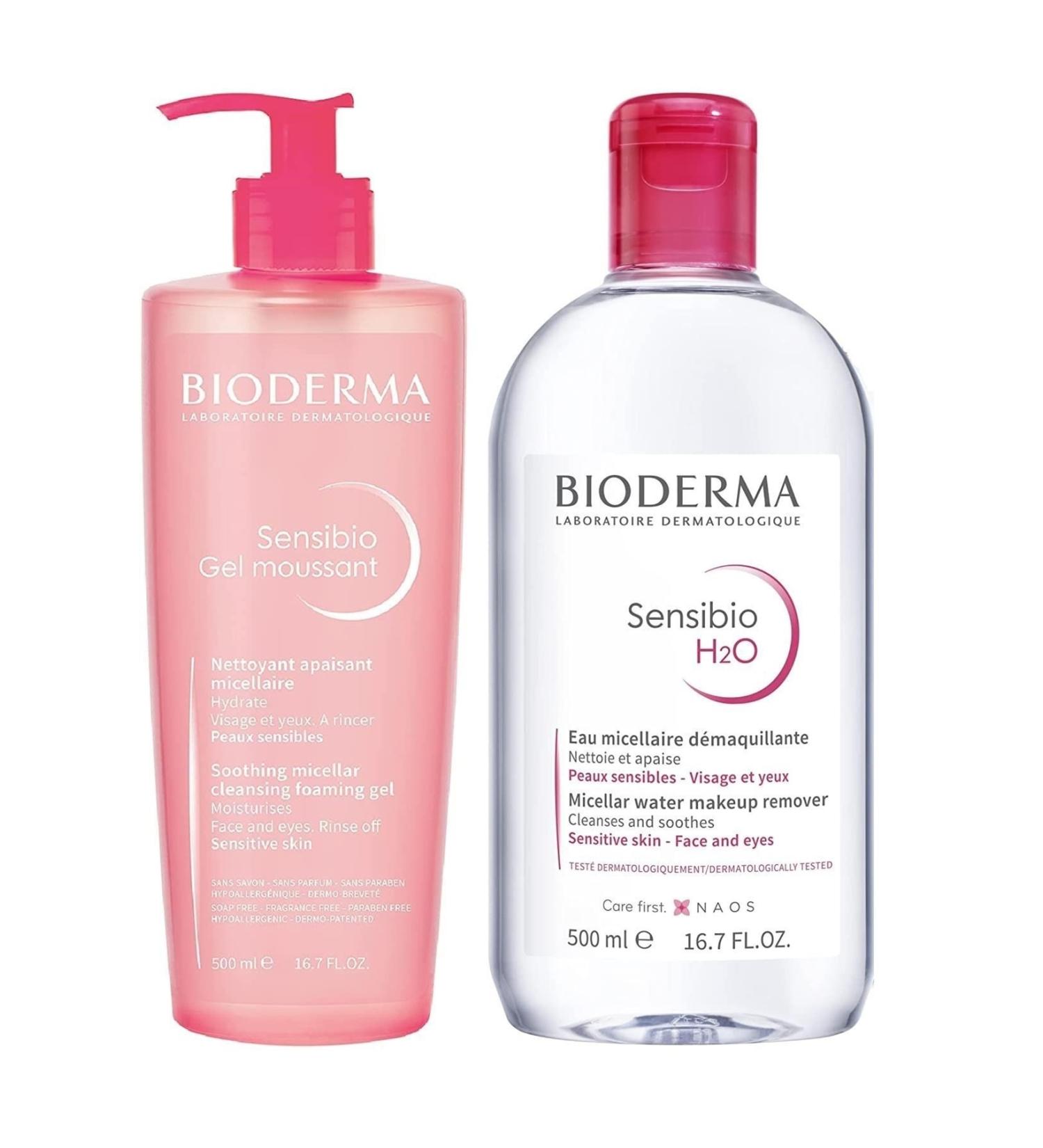 Bioderma Sensibio H2o 500 Ml+ Sensibio Gel Moussant Foaming Gel 500 ml - Buy Online on GoSupps.com