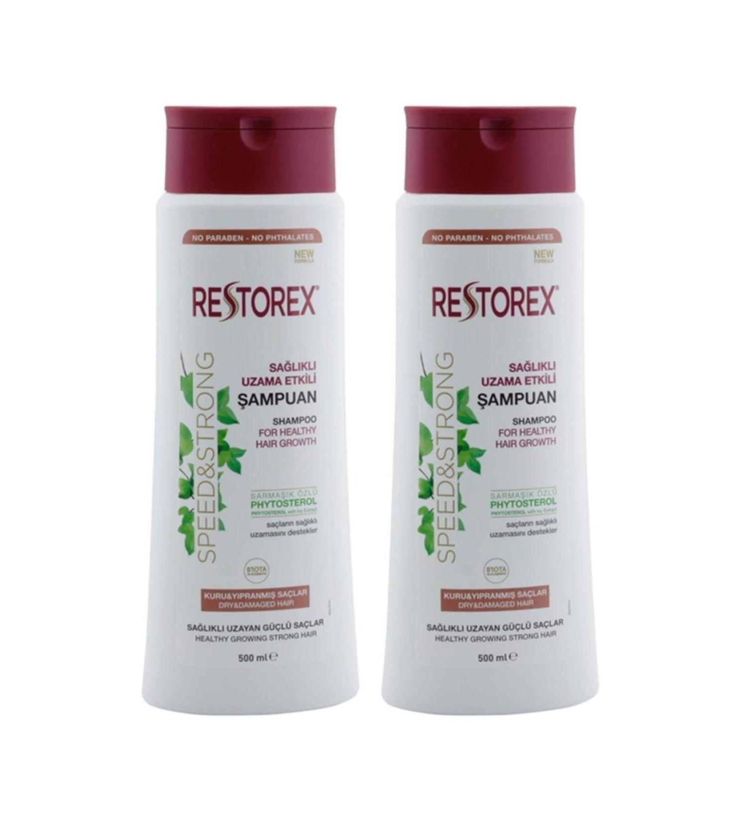 Restorex Healthy Growth Effective Shampoo for Dry and Damaged Hair 500 Ml X 2 Pieces