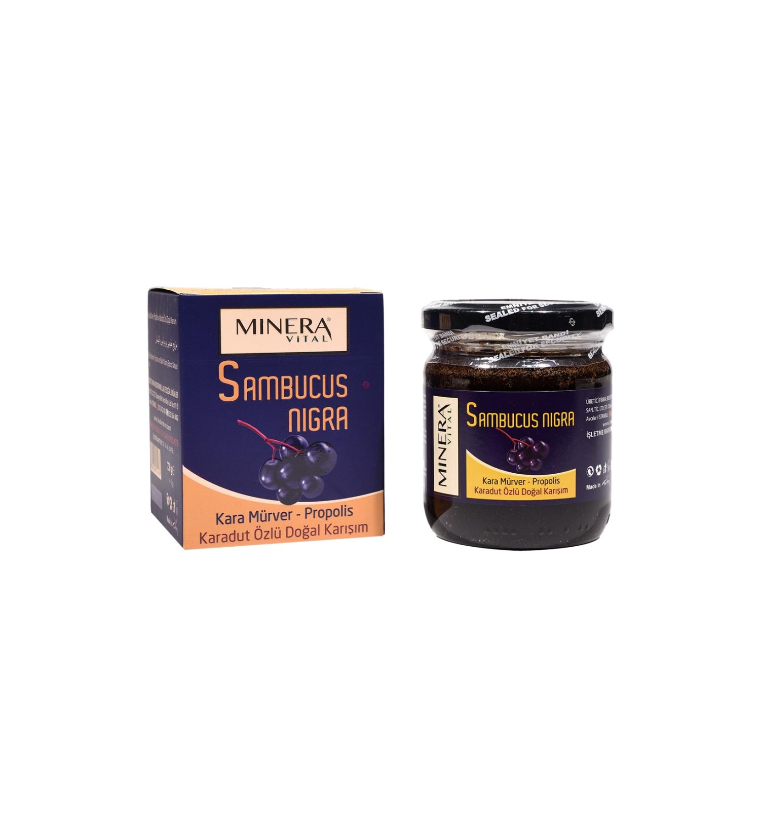 MINERA V TAL Sambucus Nigra Black Elderberry Propolis Black Mulberry Mixture Paste 230 Gr.
