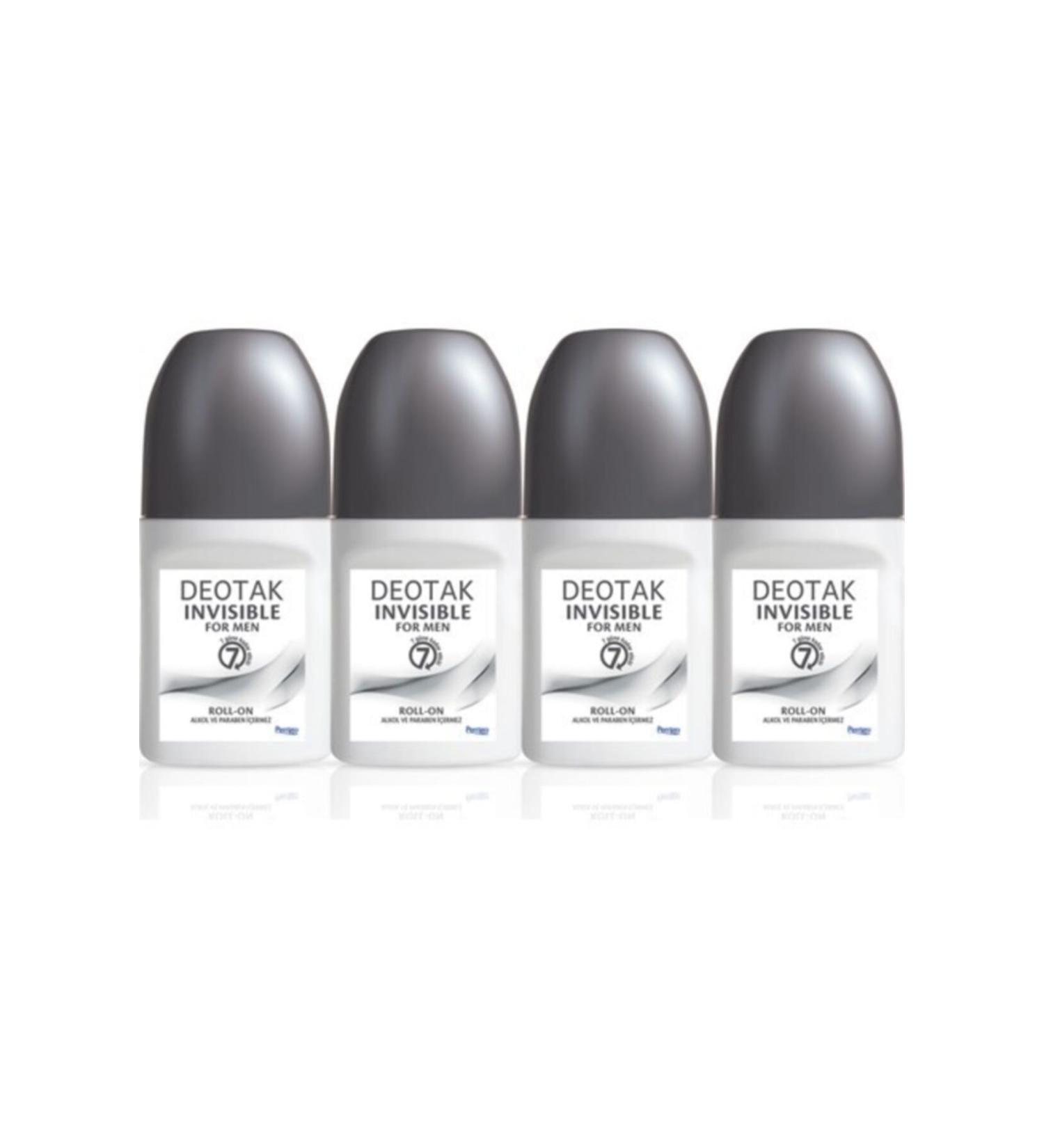 Deotak Deo Roll-on 35 ml Invisible Men 4 Pieces (Grey)