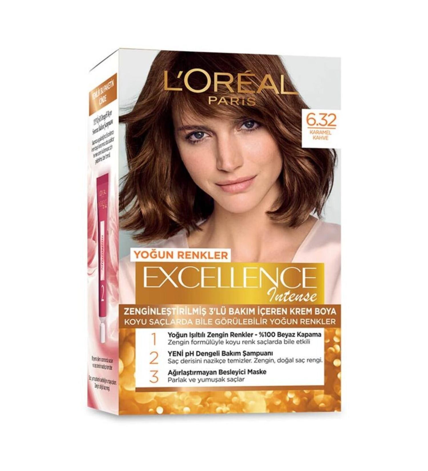 L'Oreal Paris Excellence Intense 6.32 Caramel Brown Hair Dye - Buy Online on GoSupps.com