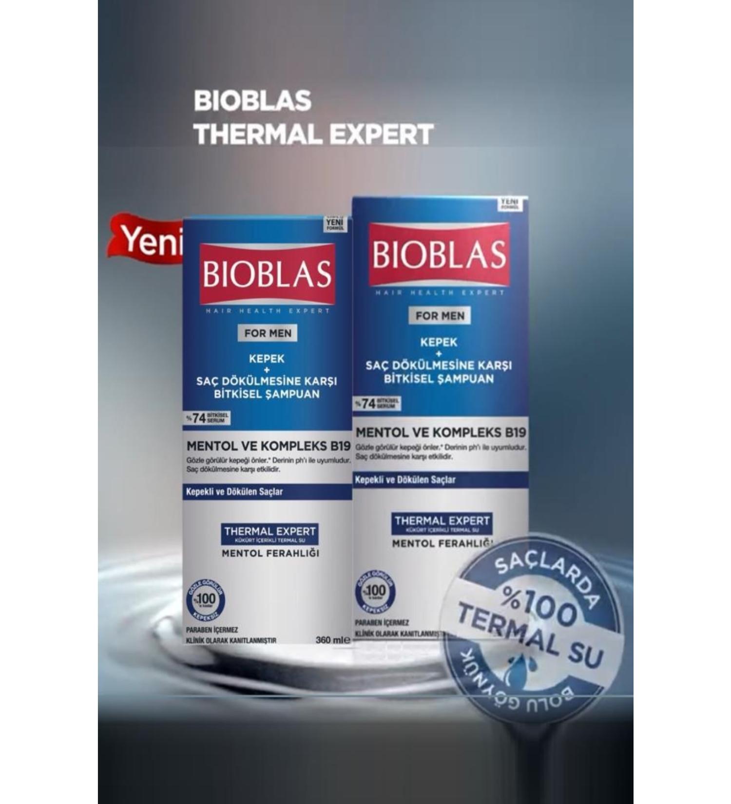 Bioblas For Men Anti Dandruff Hair Loss Menthol And Complex B19 360 Ml X 2 Pieces - Buy Online on GoSupps.com