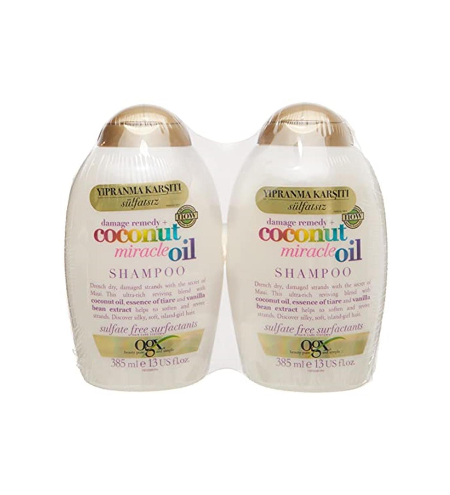OGX Dry Damaged Hair Repairing Coconut Miracle Oil Shampoo 385 ml X2 - Buy Online on GoSupps.com