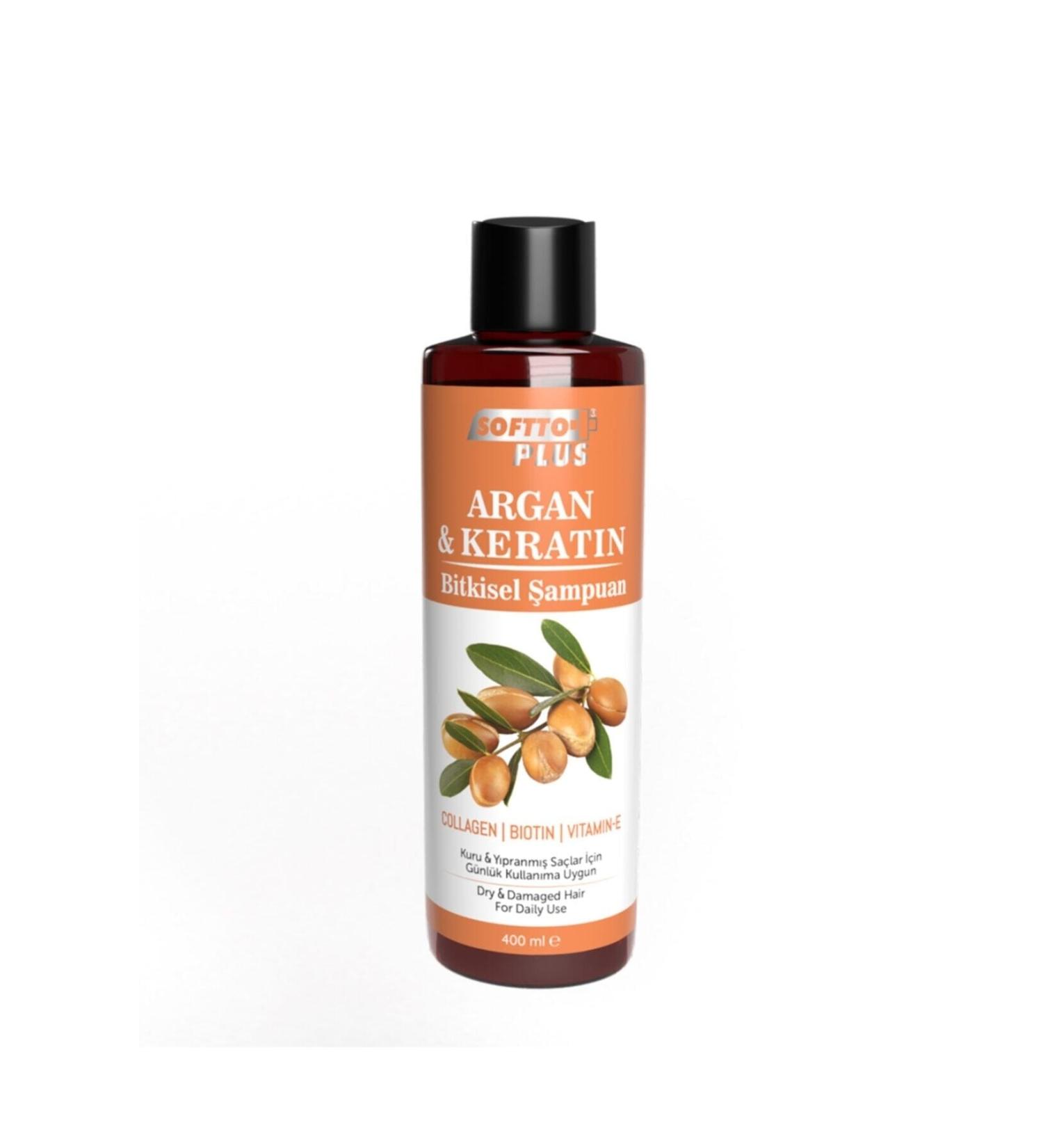 Softto Plus Dry and Damaged Hair Argan & Keratin Herbal Shampoo 400 Ml