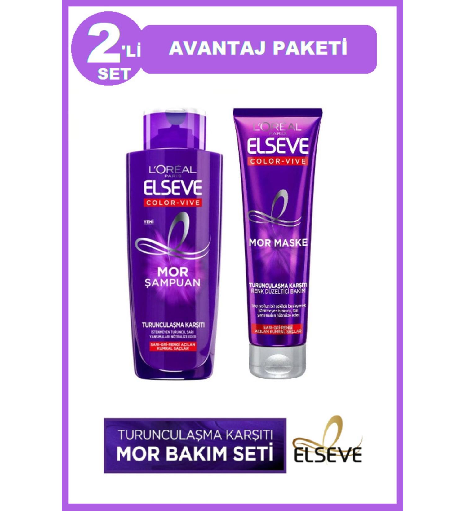 Elseve Color-vive Purple Mask Silver Purple Mask 150 Ml - Anti-Orange Purple Shampoo 200ml