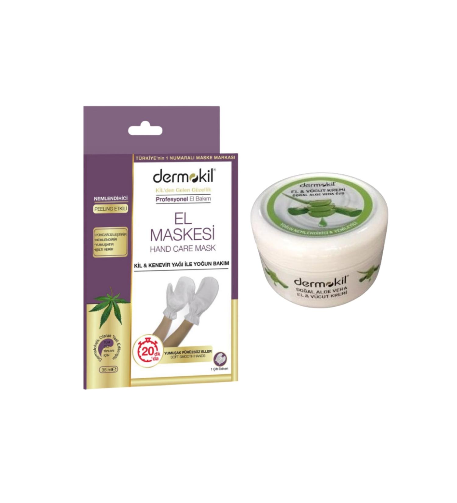 Dermokil Hand Care Mask + Moisturizing Hand Face Care Cream Aloe Vera Extract 220 Ml