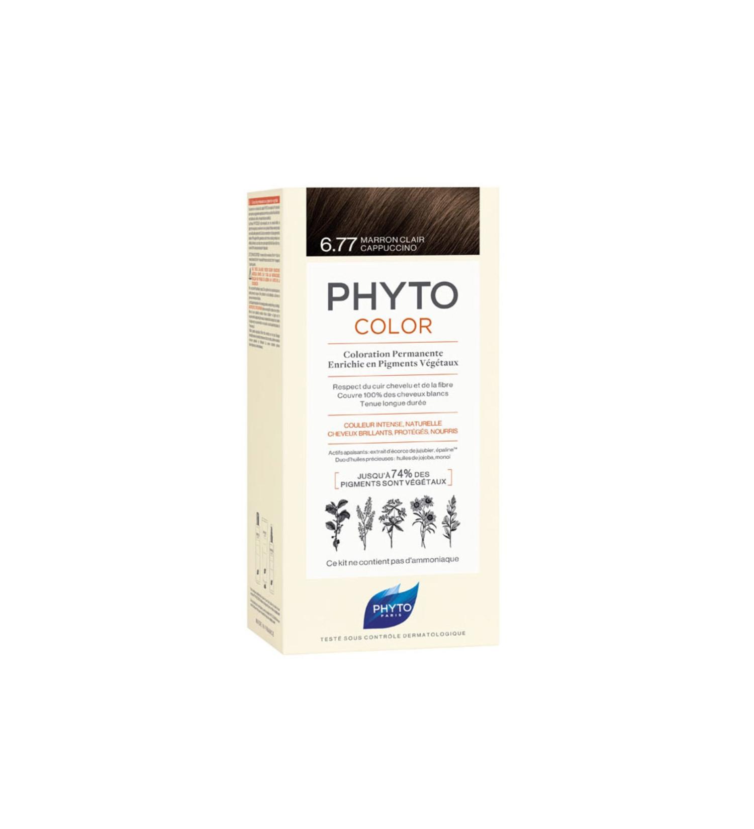Phyto Herbal Hair Dye 6.77 Cappuccino Coffee White Concealer Effect