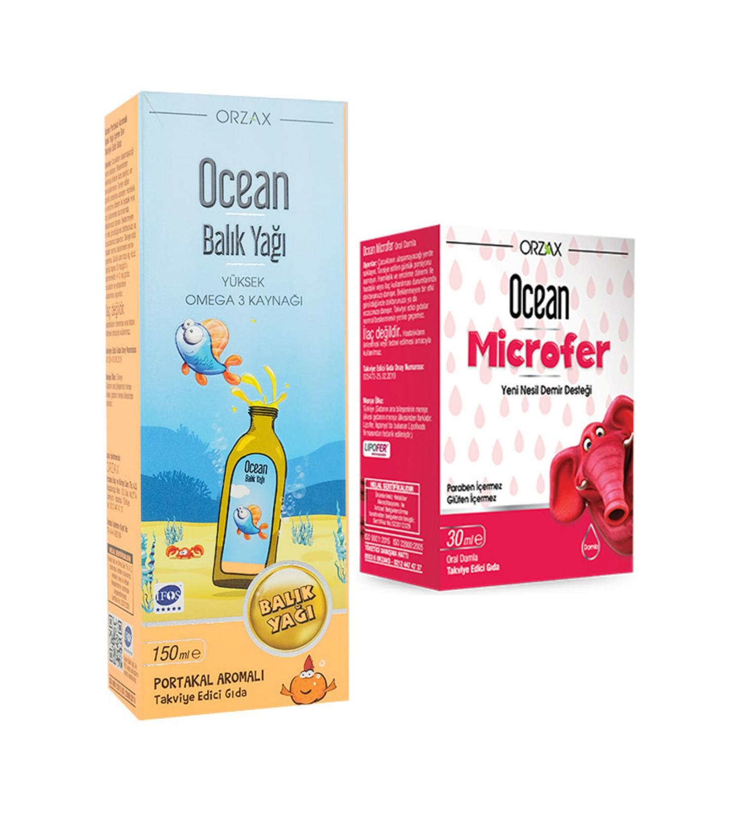 Ocean Microfer Oral Drops 30 Ml + Fish Oil Orange Flavored Syrup 150ml